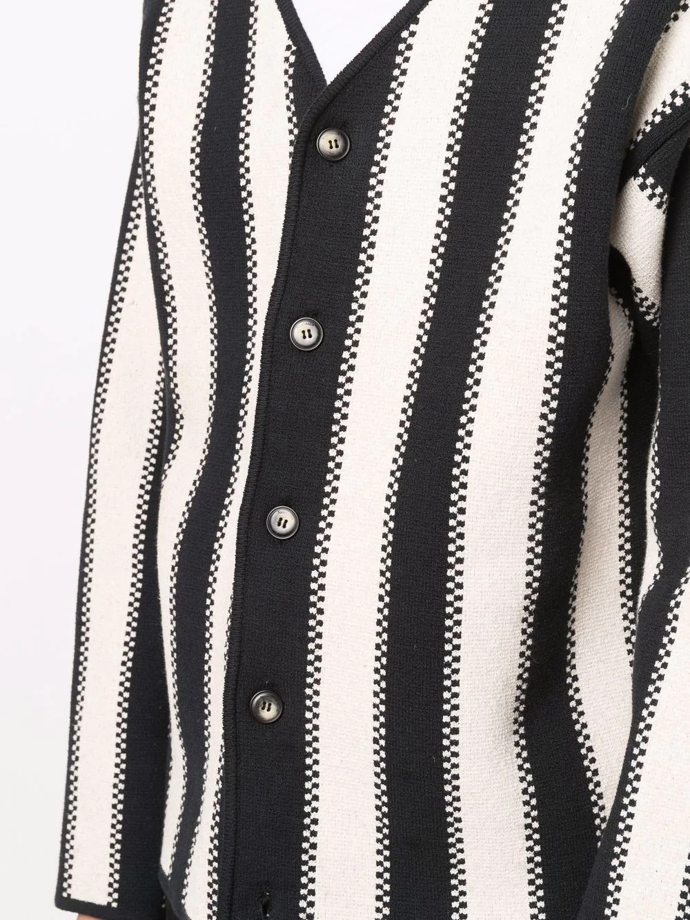 striped V-neck cardigan - 5