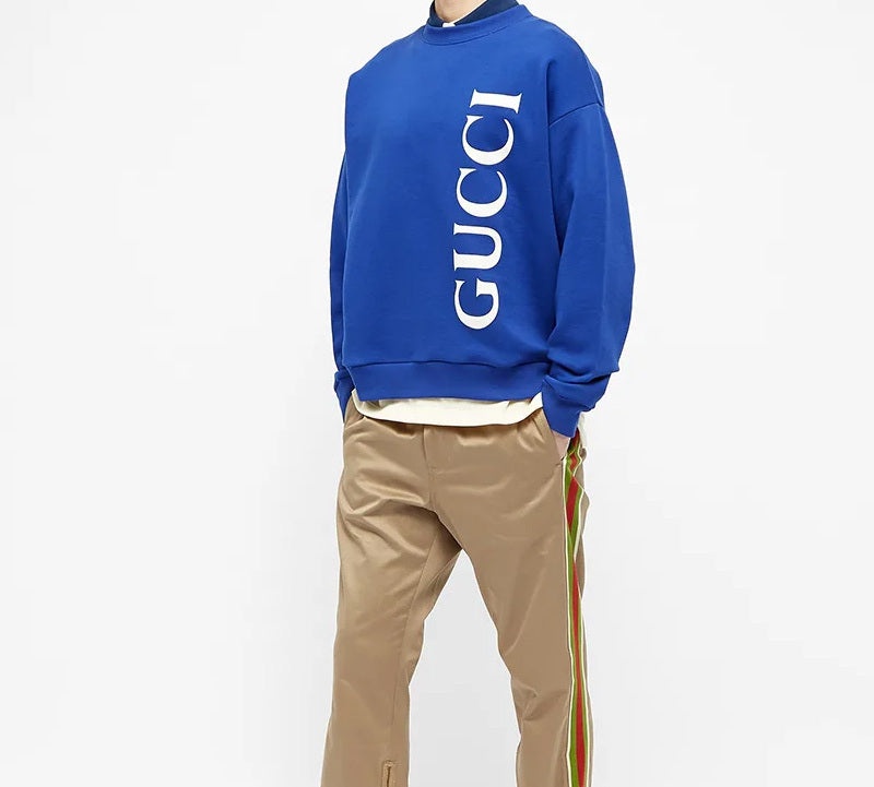 Gucci Large Logo Round Neck Sports Royal blue 599345-XJB1C-4118 - 3