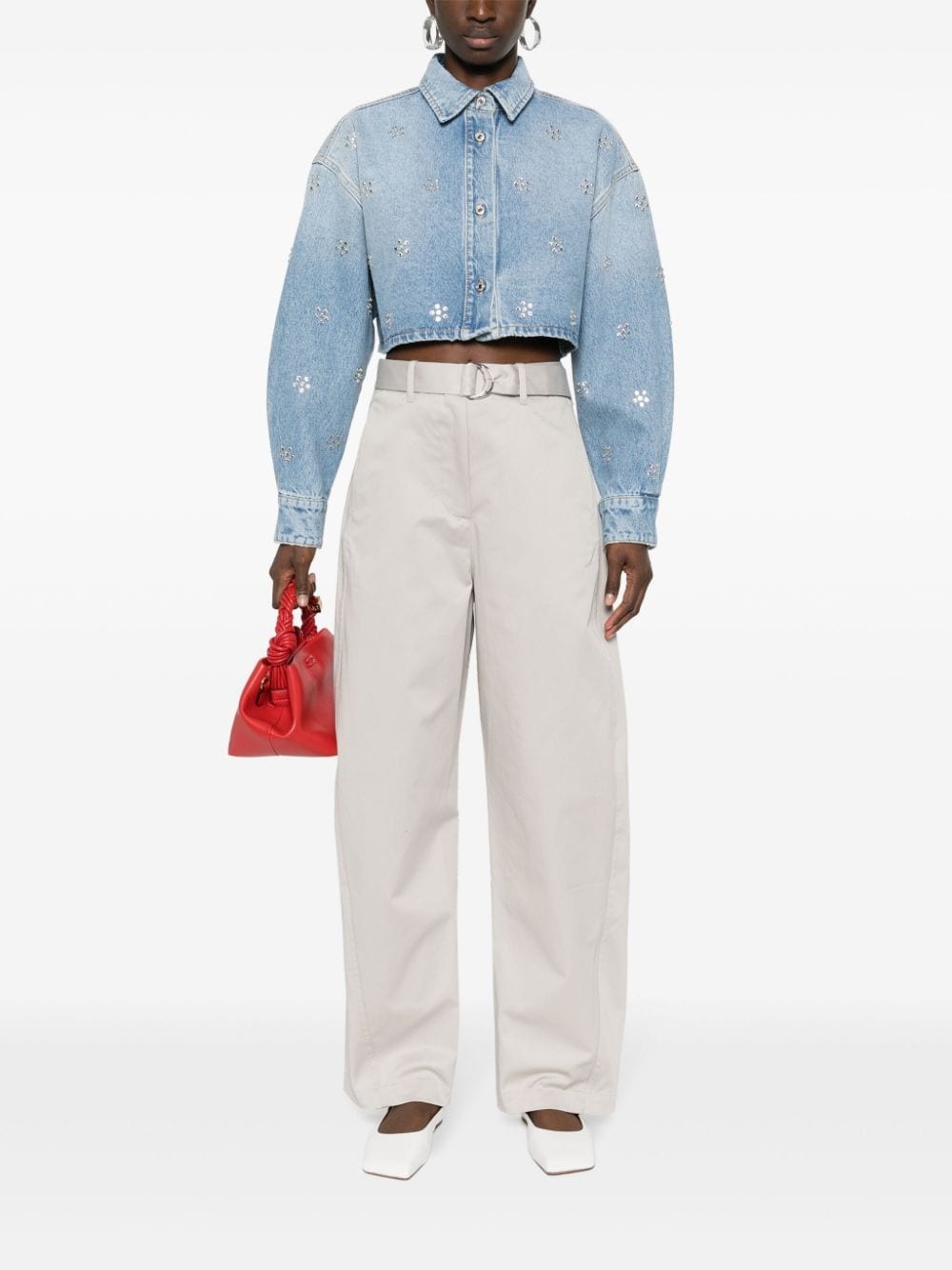 rhinestone-embellished denim shirt - 2