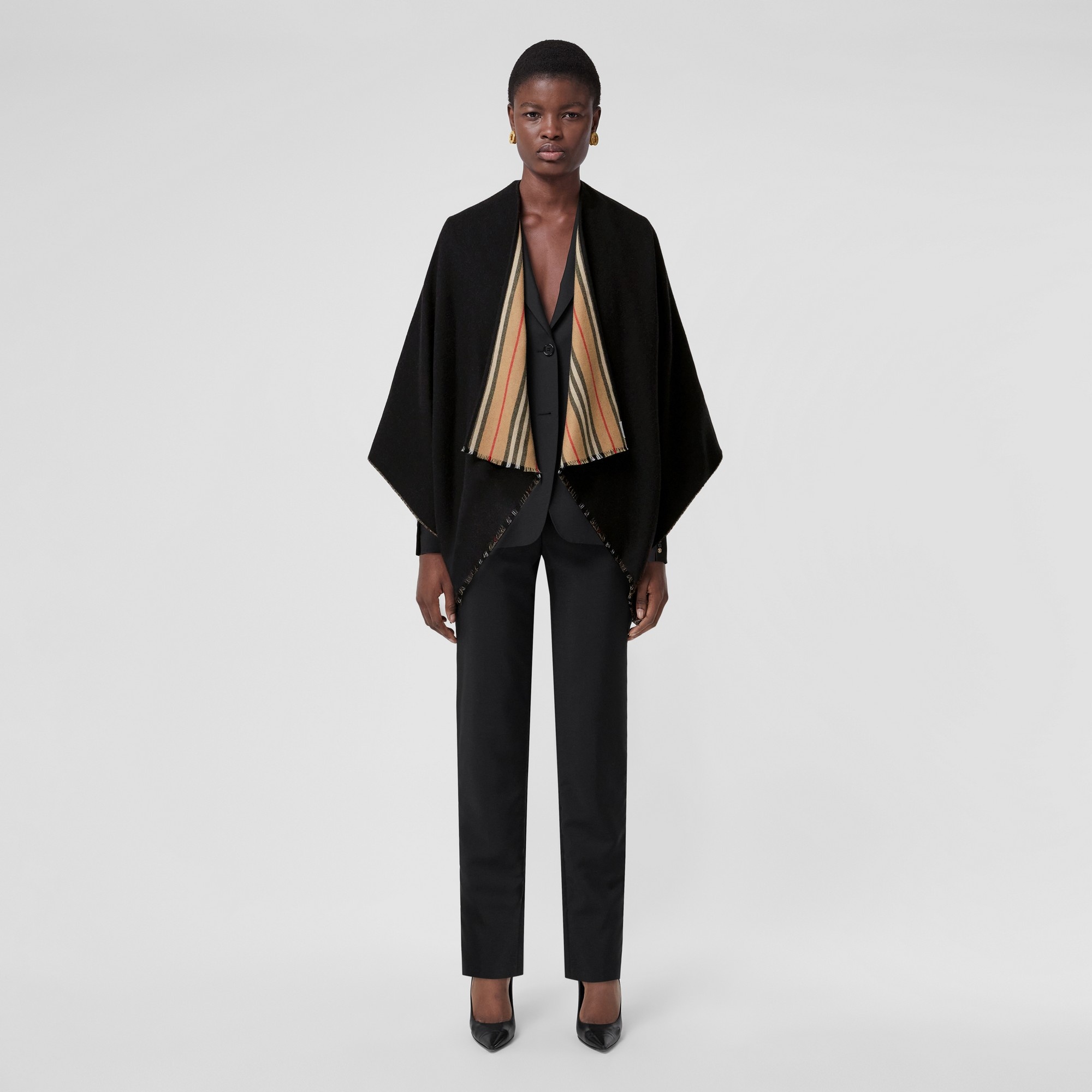Icon Stripe Wool Reversible Cape - 2