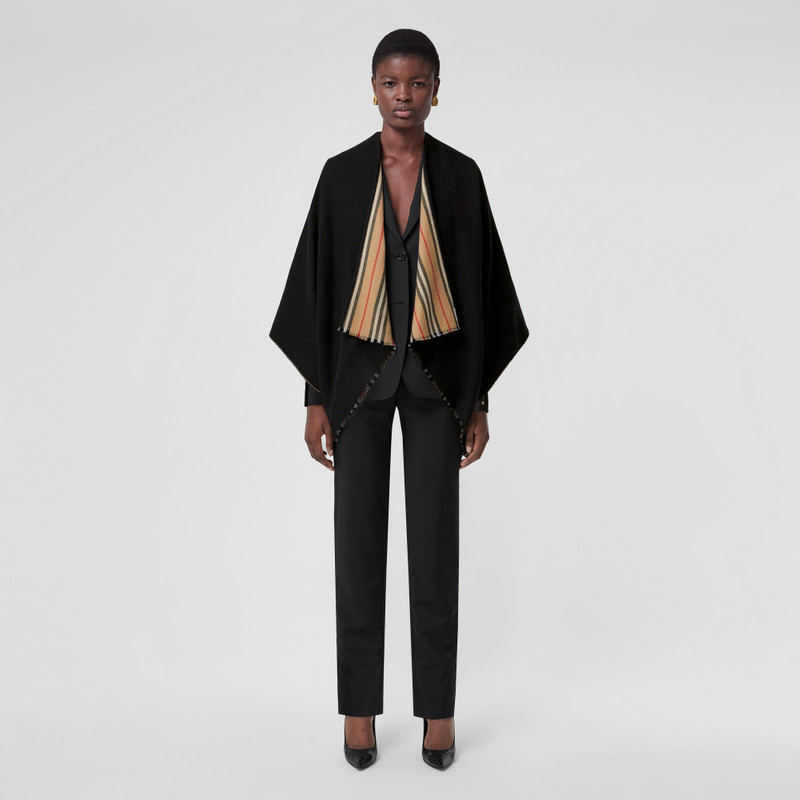 Burberry Icon Stripe Wool Reversible Cape outlook