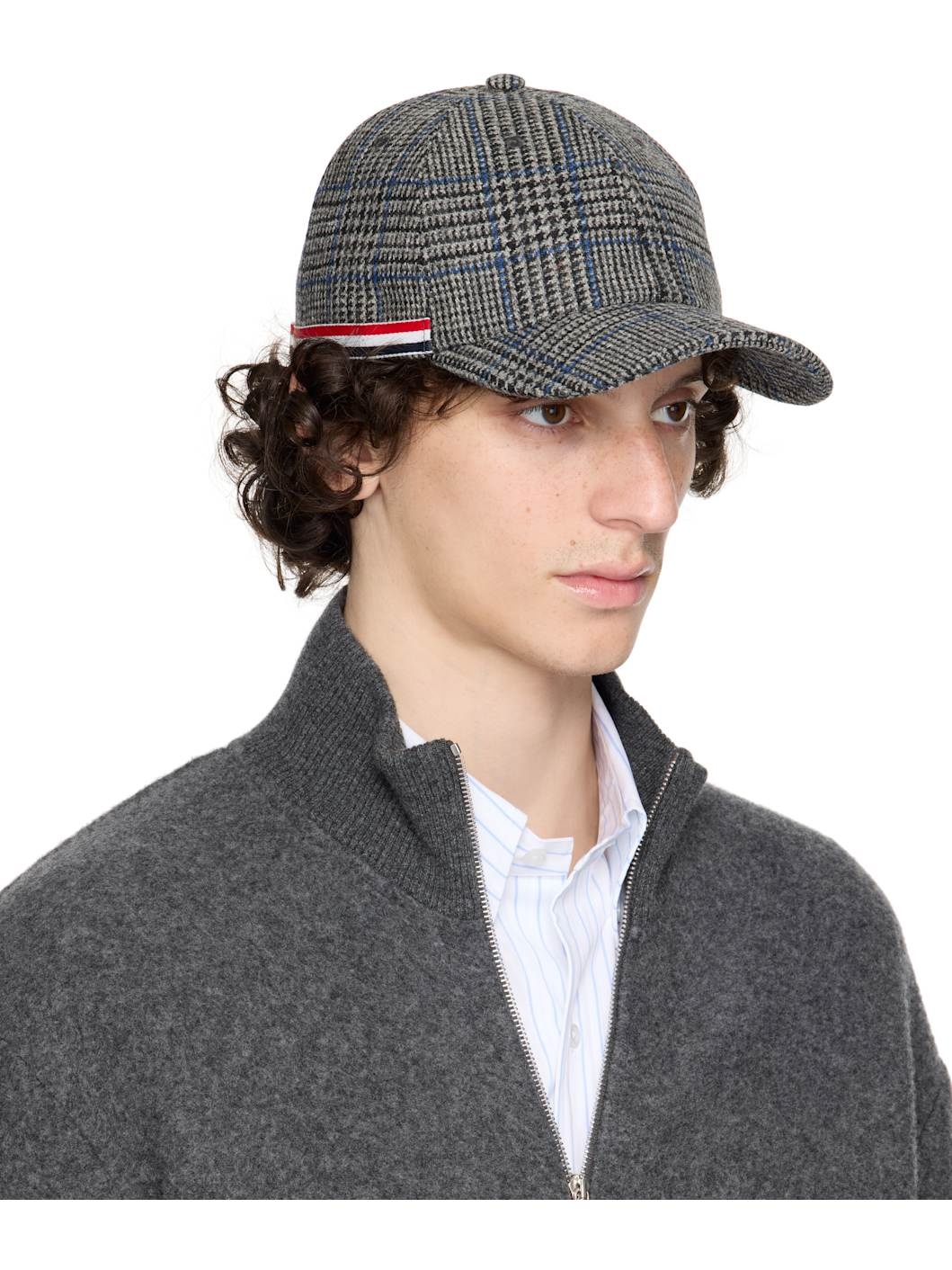 Gray Prince of Wales Hunting Tweed Baseball Cap - 2