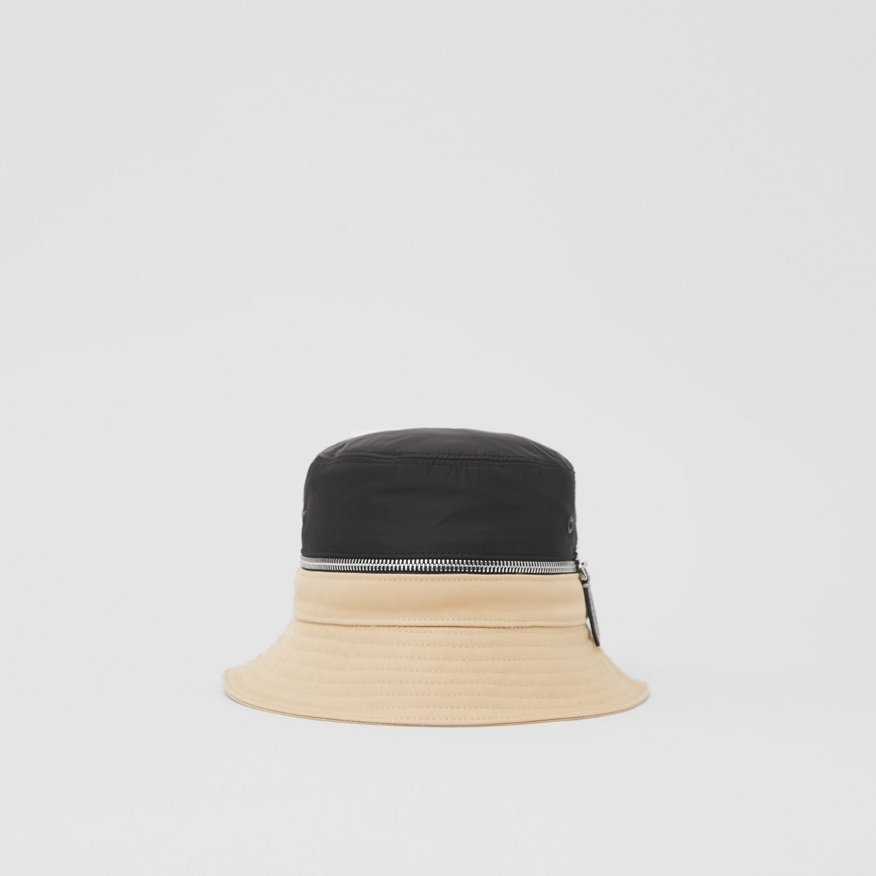 Zip Detail Nylon and Cotton Twill Bucket Hat - 1