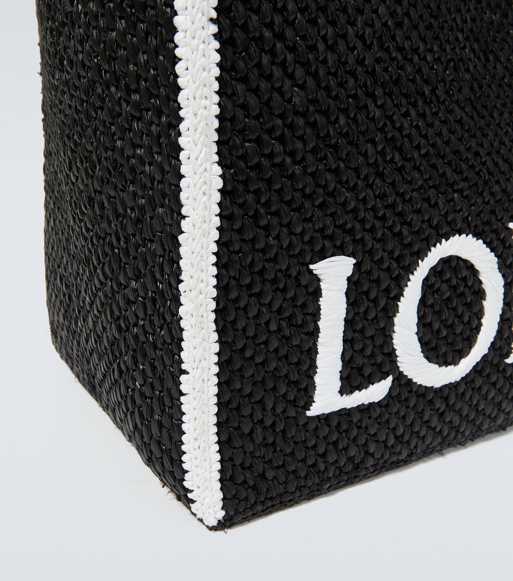 Large logo raffia tote bag - 6