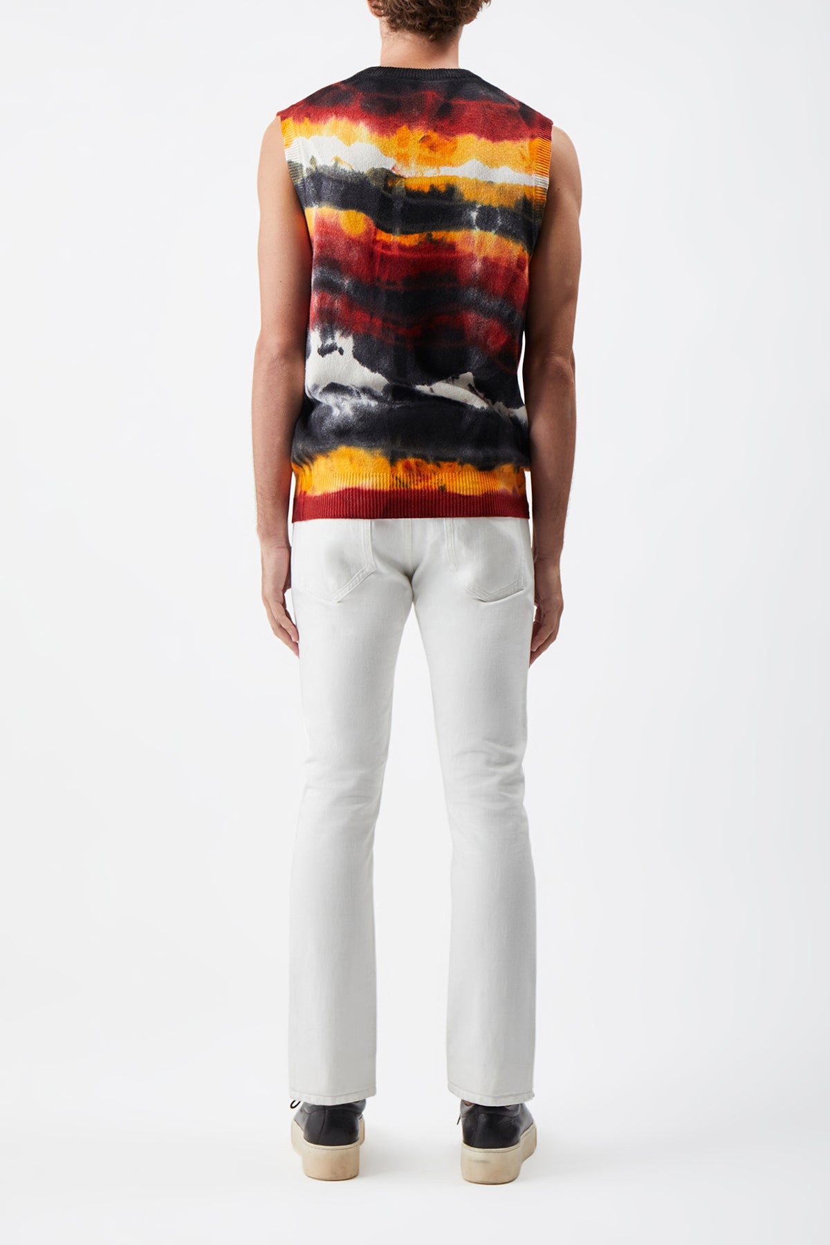 Fielding Knit Vest in Fire Tie Dye Cashmere - 4