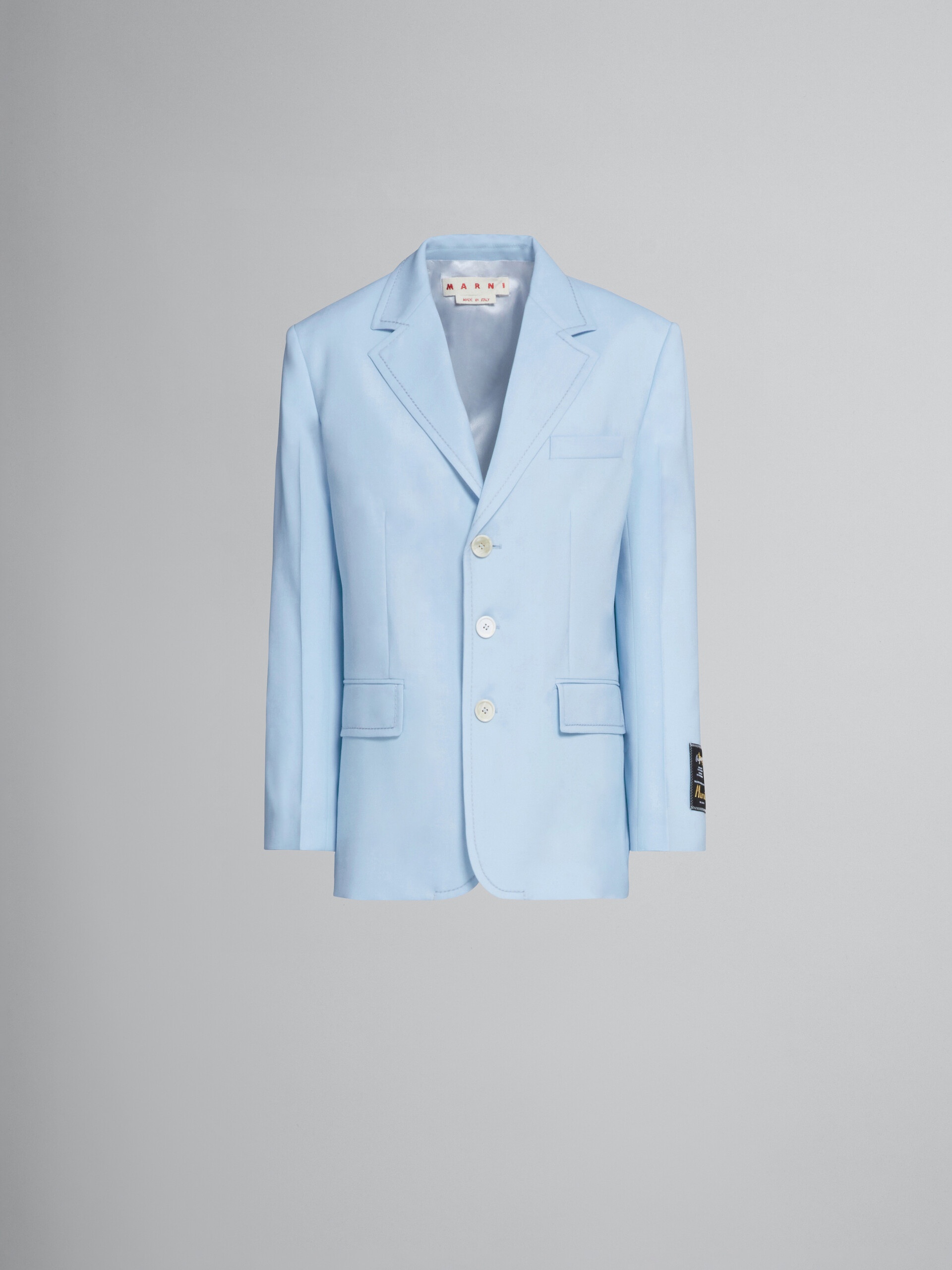 LONG BLAZER IN LIGHT BLUE TROPICAL WOOL - 1