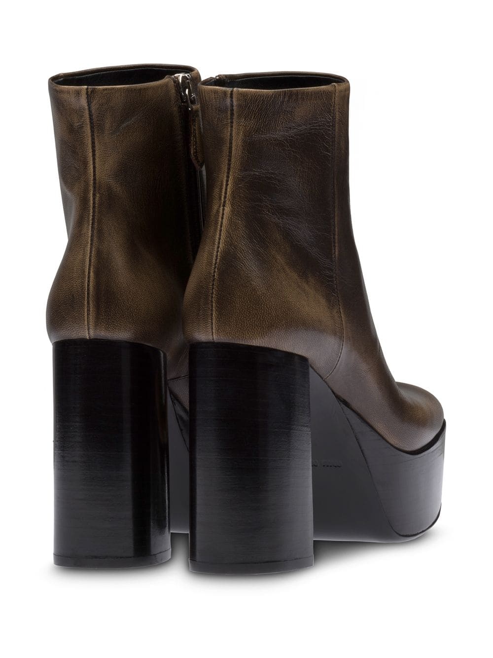 brown 110 leather platform ankle boots - 3