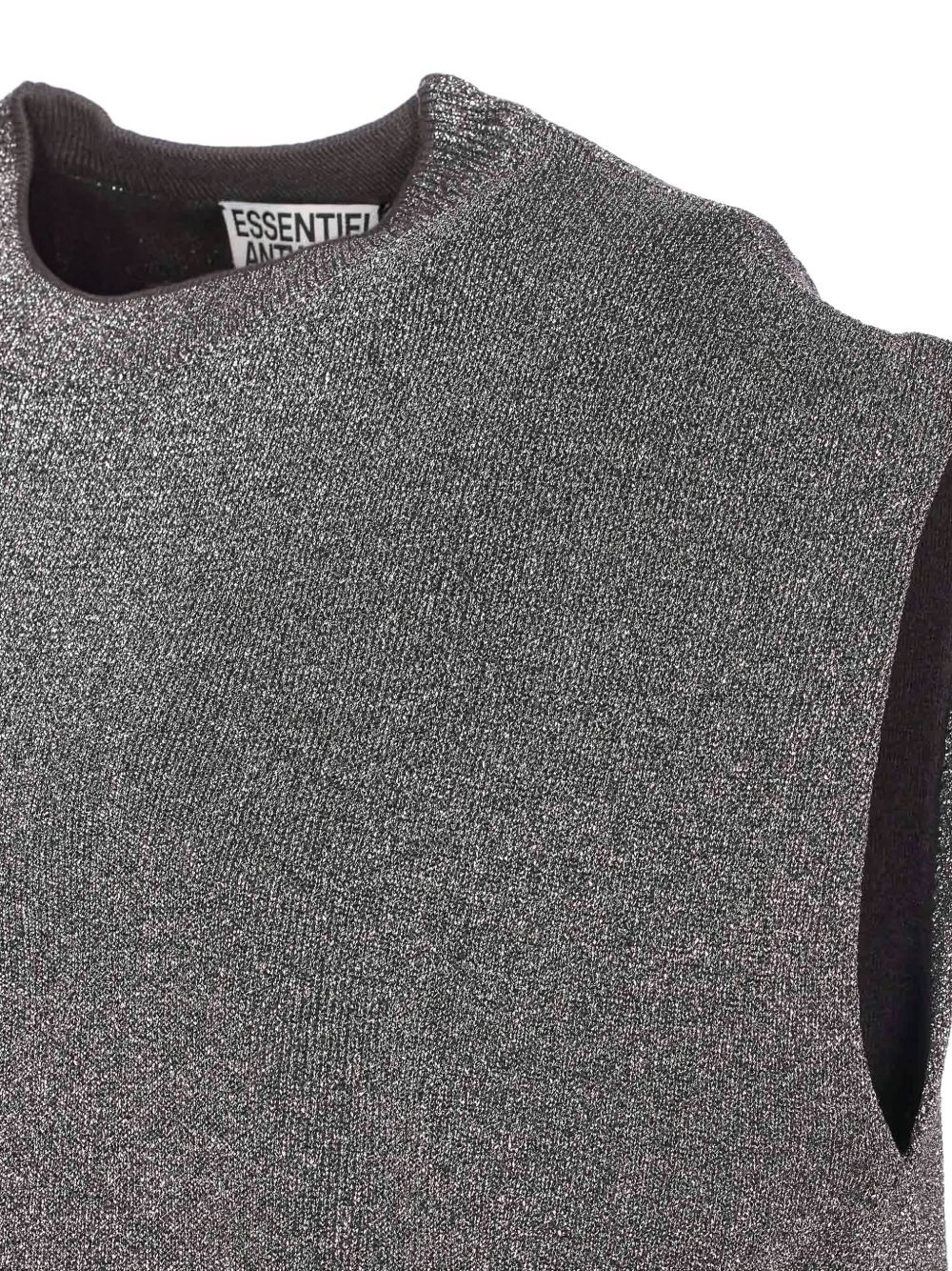 crew-neck metallic-effect vest - 4