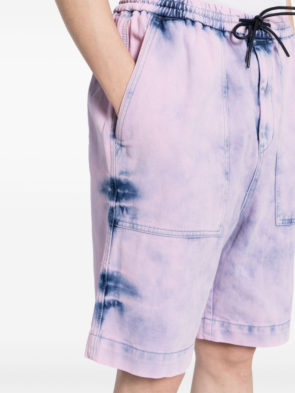 bleached-effect cotton track shorts - 5