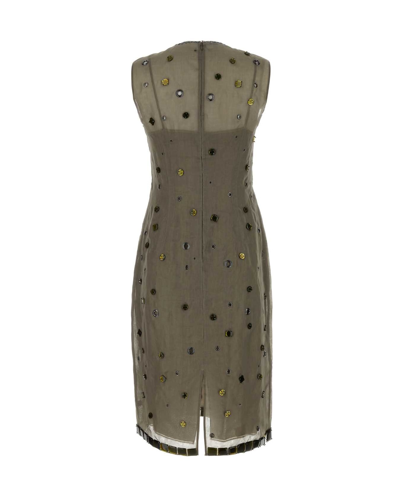 Abito In Organza Tortora - 2