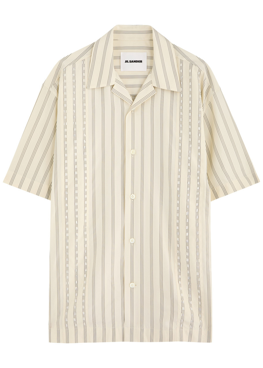 Jil Sander Bead-embellished Striped Taffeta Shirt - 1