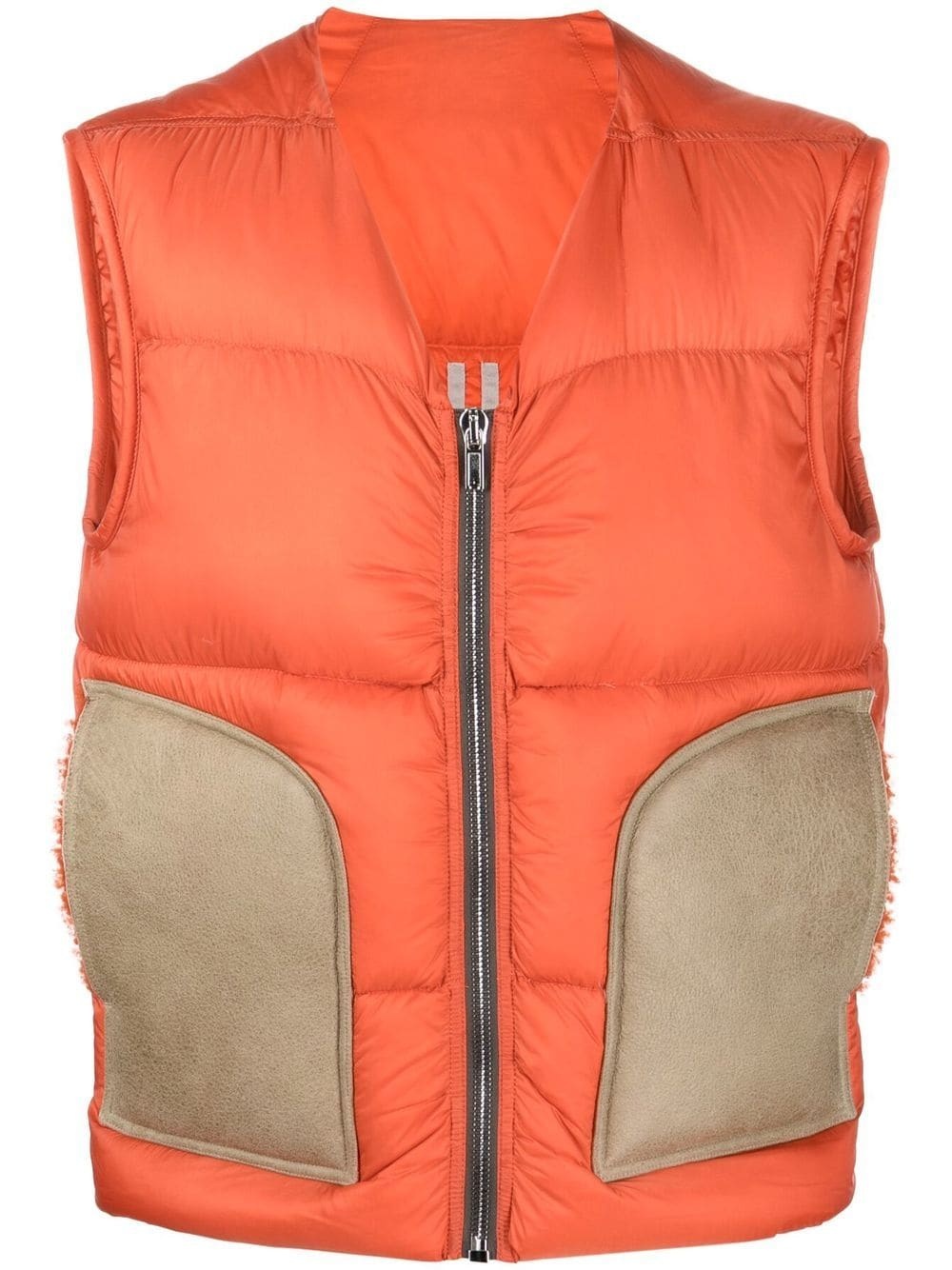 shearling-pocket down gilet - 1