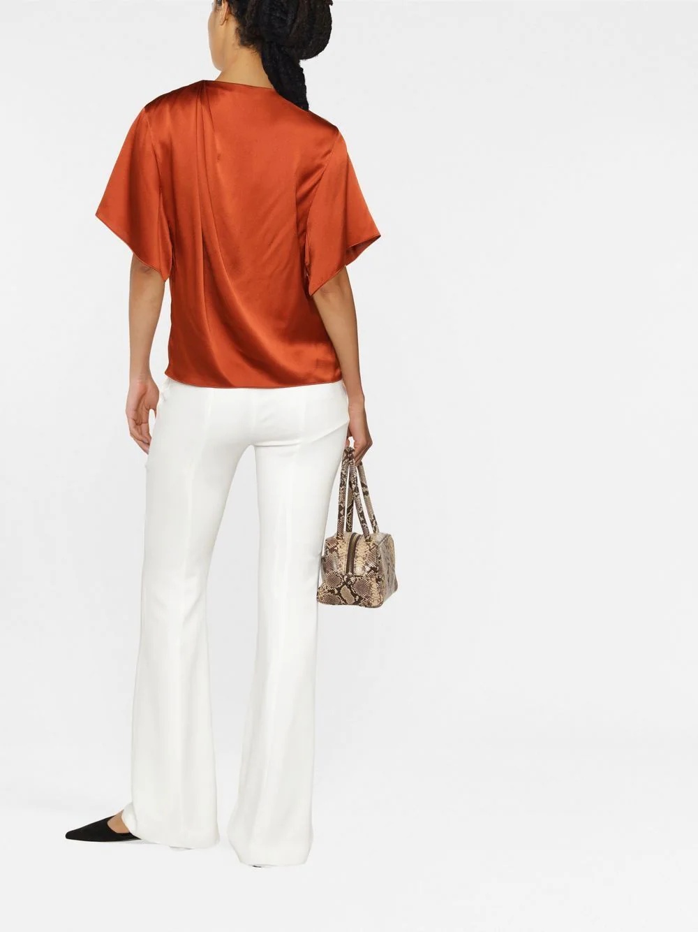 draped silk top - 3