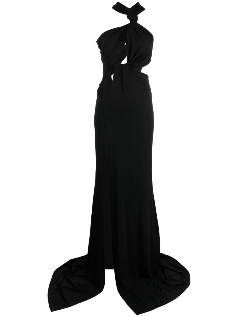 cut-out halterneck gown - 1