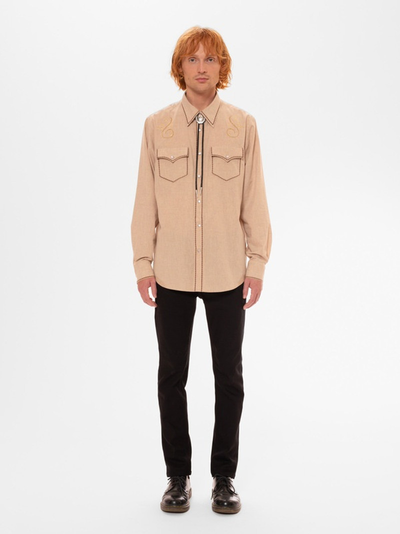 Nudie Jeans George Cowboy Shirt Beige outlook