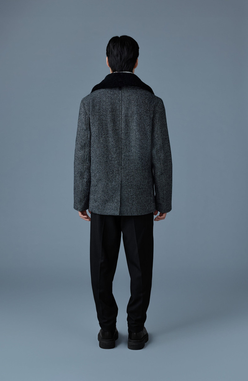 COLE-HB Wool Herringbone jacket with shearling collar 5
