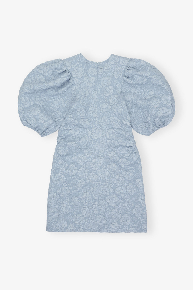 STRETCH JACQUARD PUFF SLEEVES MINI DRESS 5