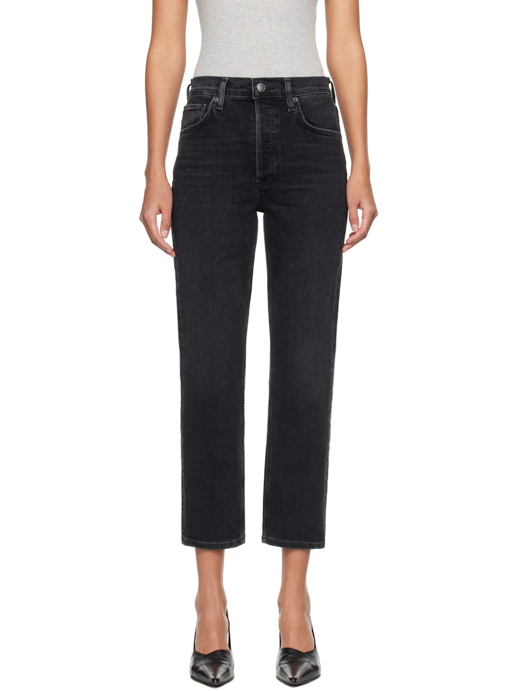 Black Riley Crop Jeans - 1