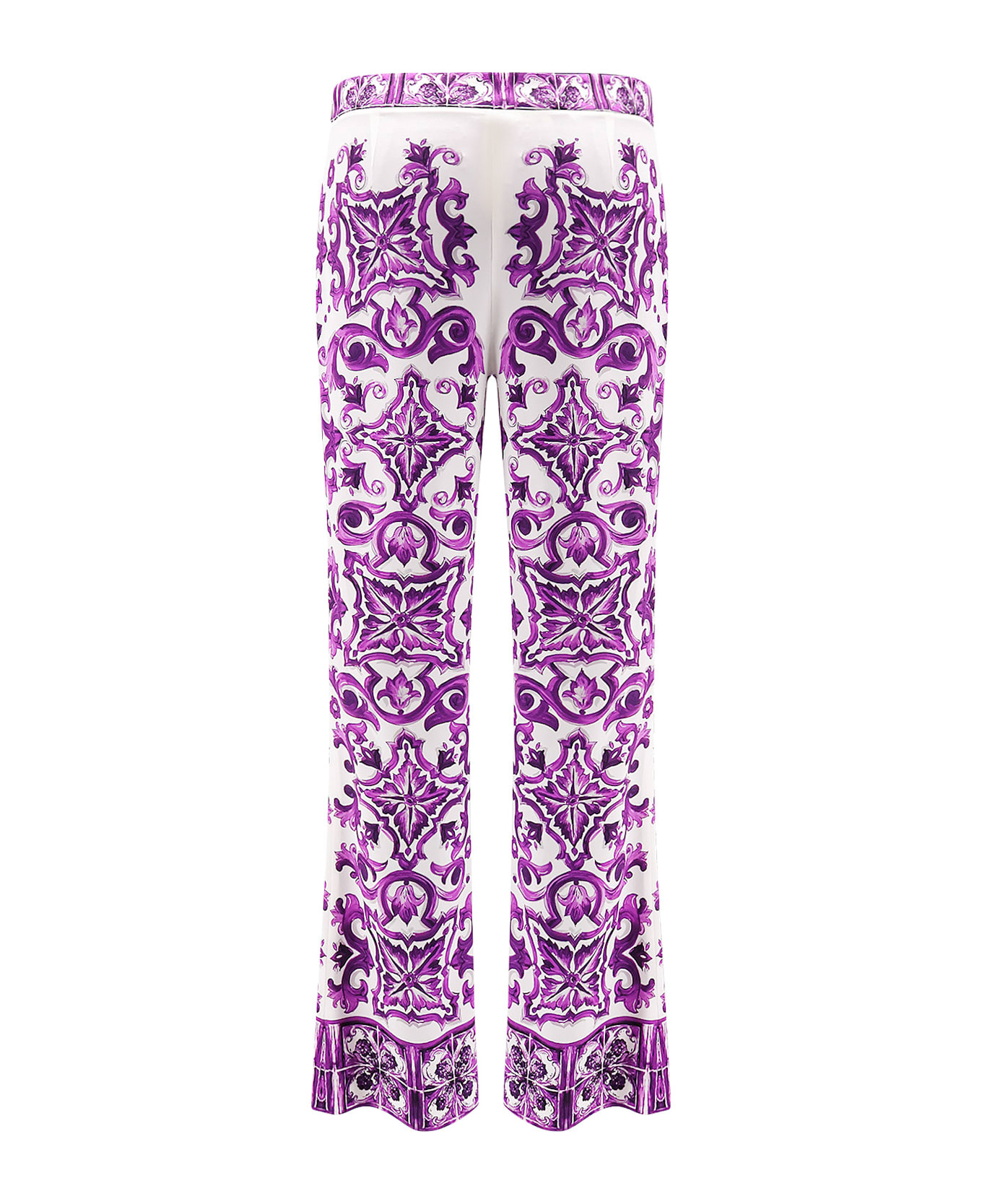 Silk Trousers With Maiolica Print - 2