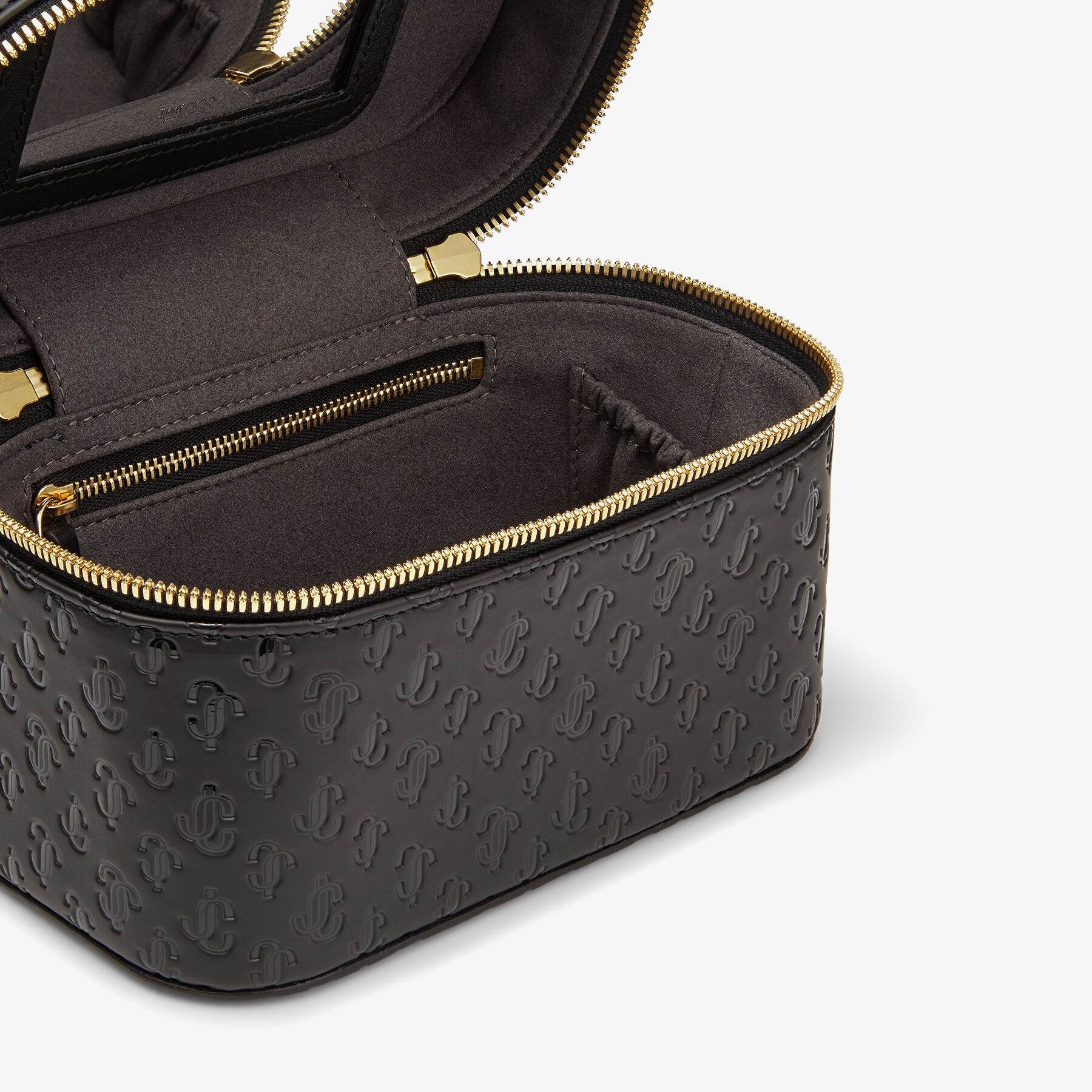 Vanity Case W/chain
Black JC Monogram Pattern Vanity Case with Light Gold JC Emblem - 4