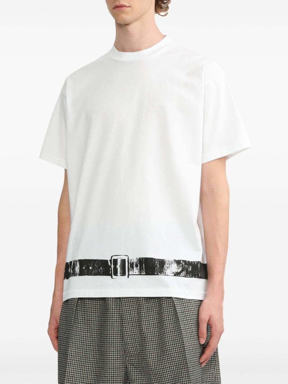 belt-print T-shirt - 3