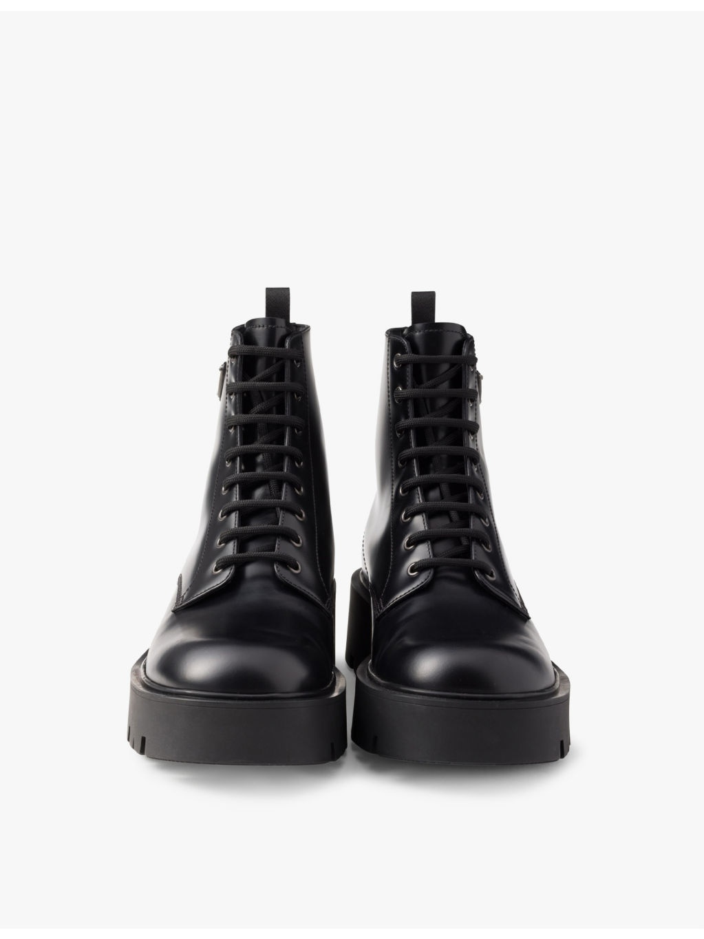 Brand-plaque brushed leather combat boots - 6