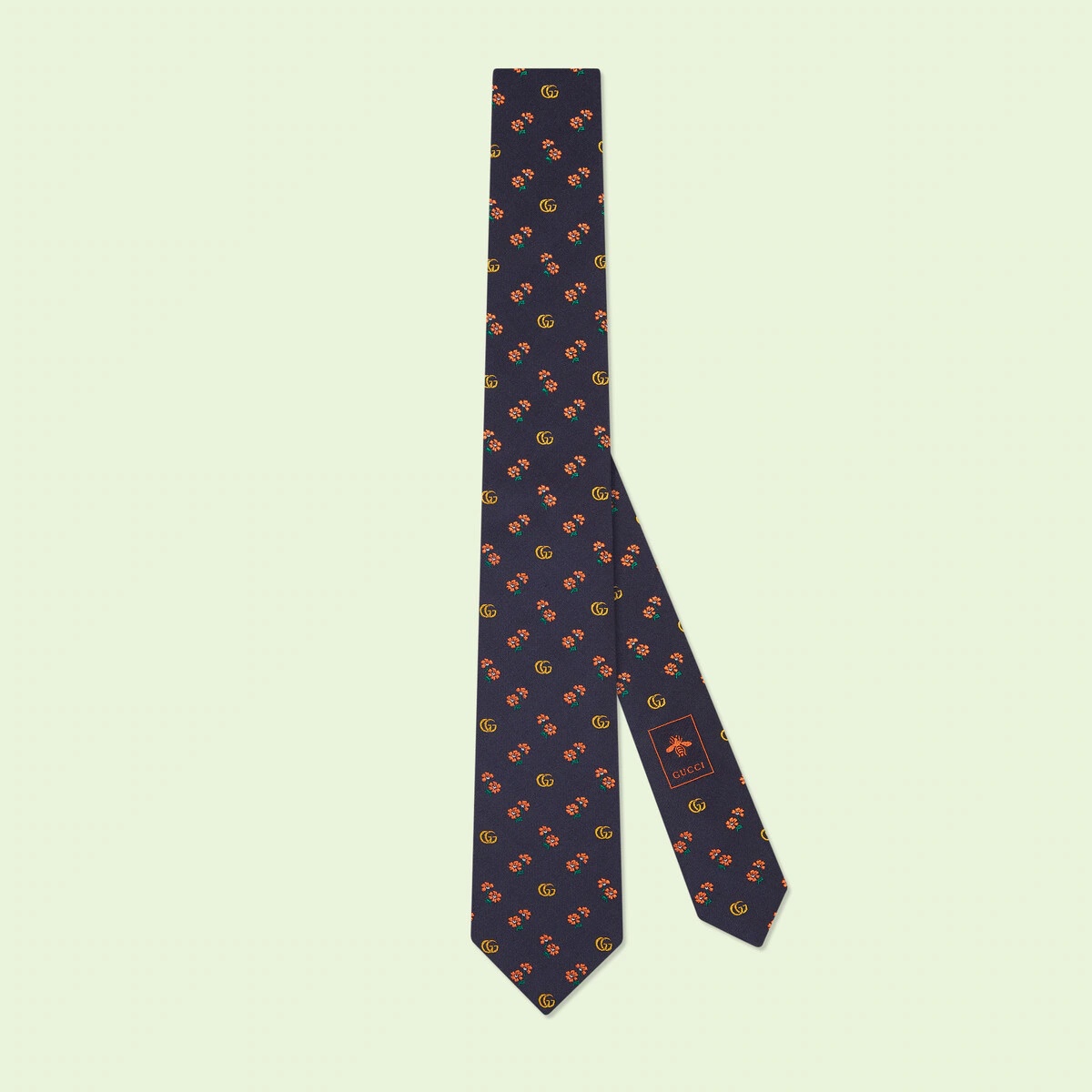 Double G and flowers silk jacquard tie - 1