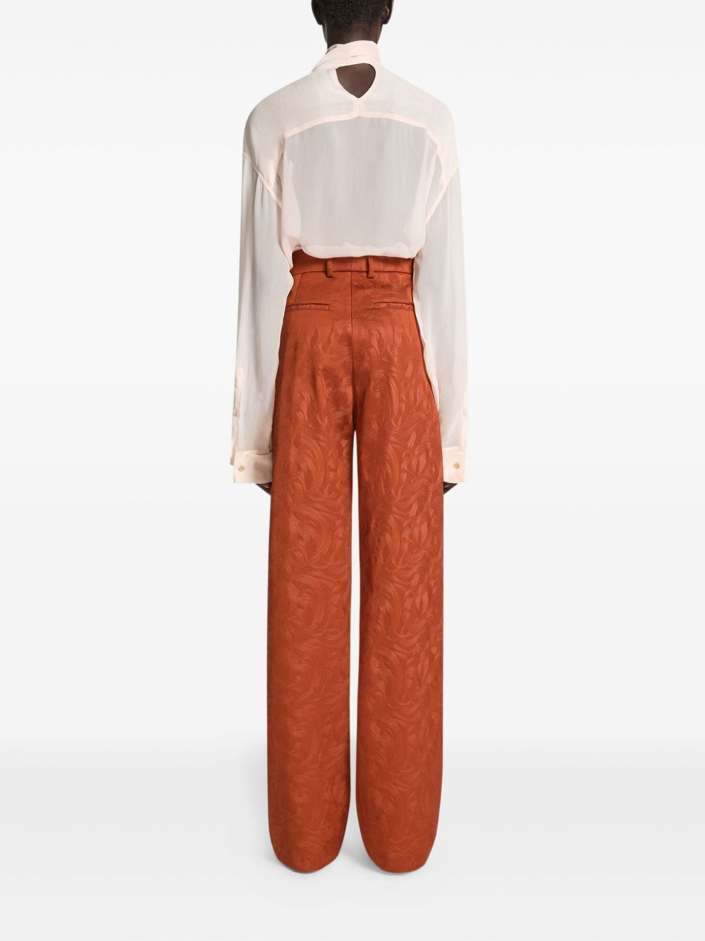 jacquard-swirl trousers - 4