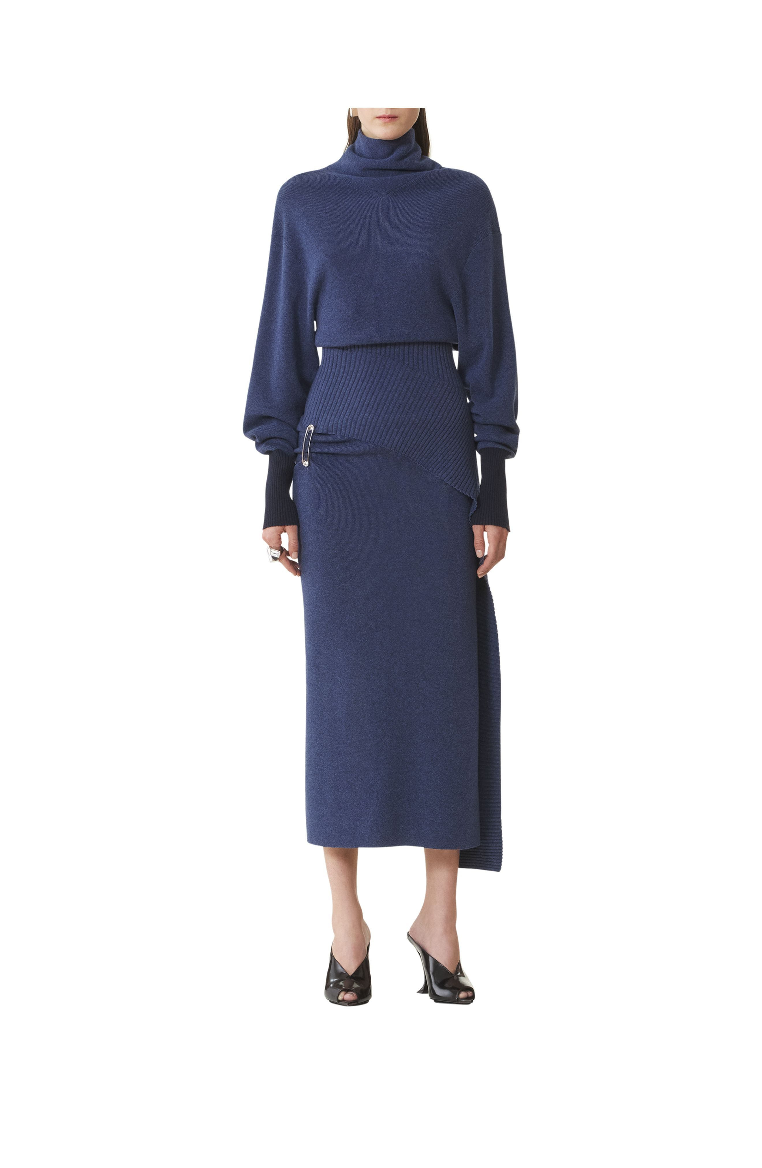 Lanvin Wool And Cashmere Midi Dress in Indigo at Nordstrom - 2