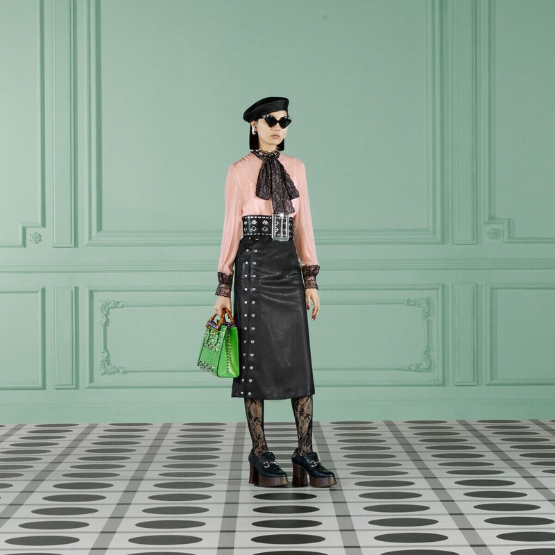 GUCCI Gucci Grainy Leather Skirt outlook