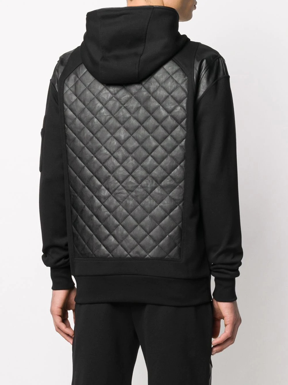 quilted panel zip-up hoodie - 4