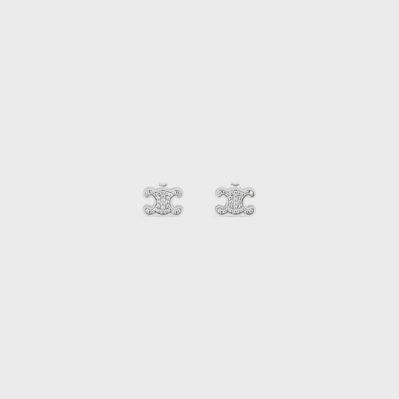 Triomphe Rhinestone Studs in Strass and Brass with Rhodium Finish 1