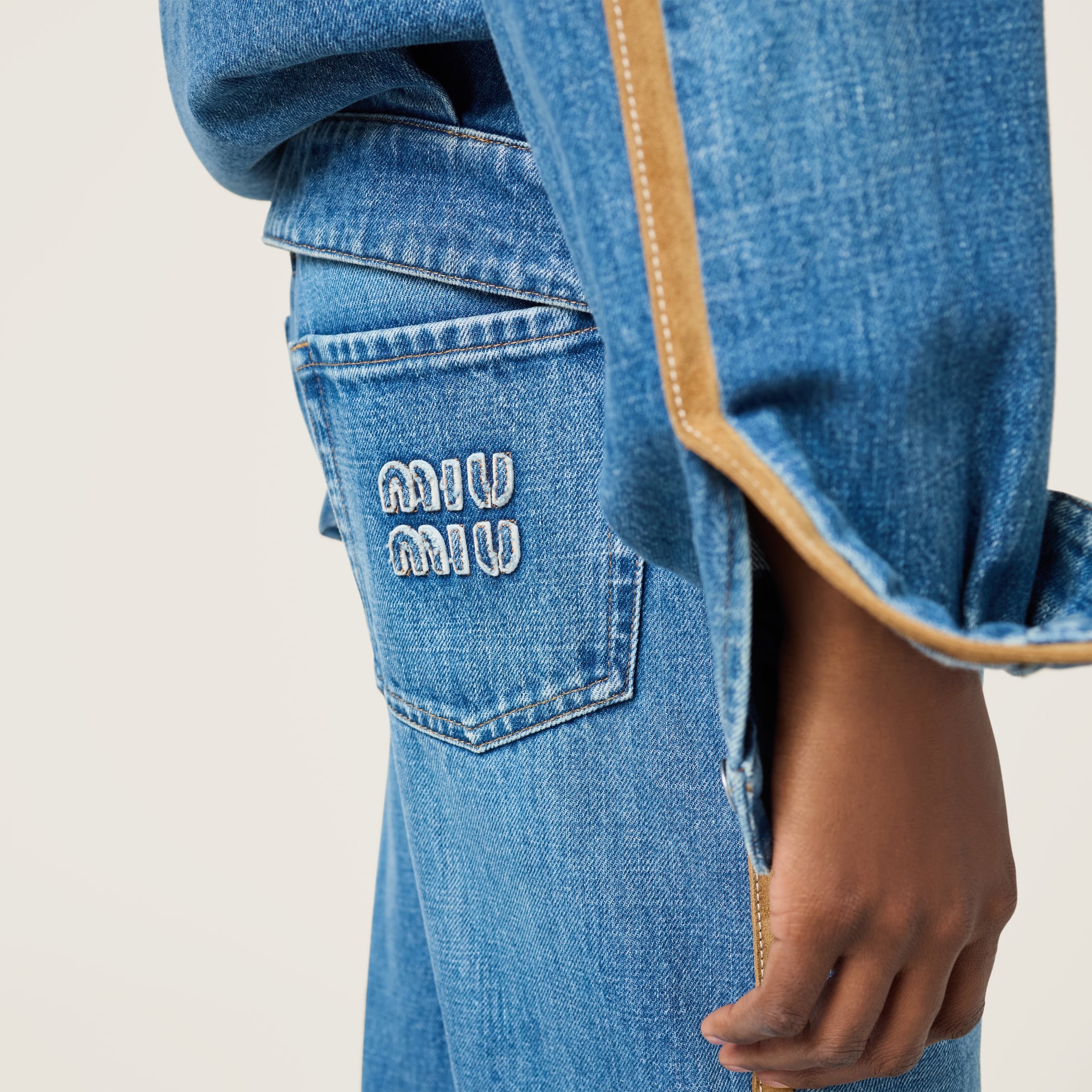 Denim and leather jeans - 4