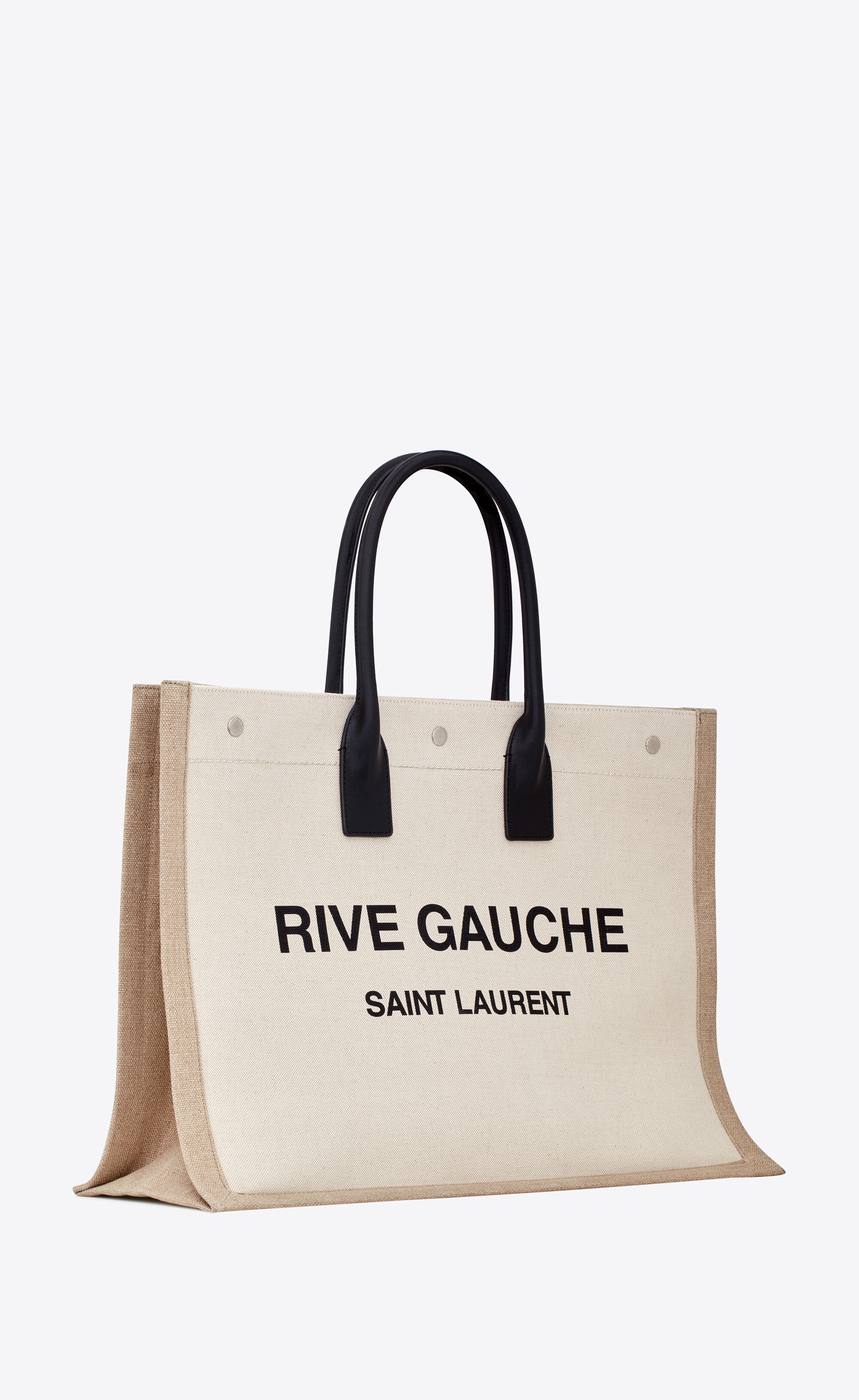 rive gauche large tote bag in printed canvas and leather - 4