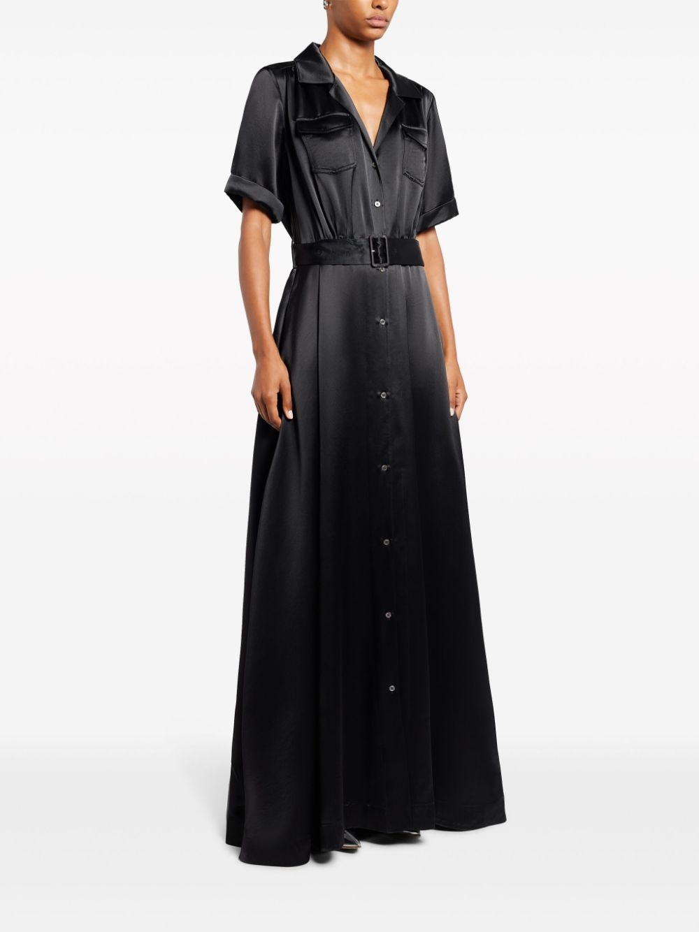 Millie satin-finish maxi shirtdress - 3