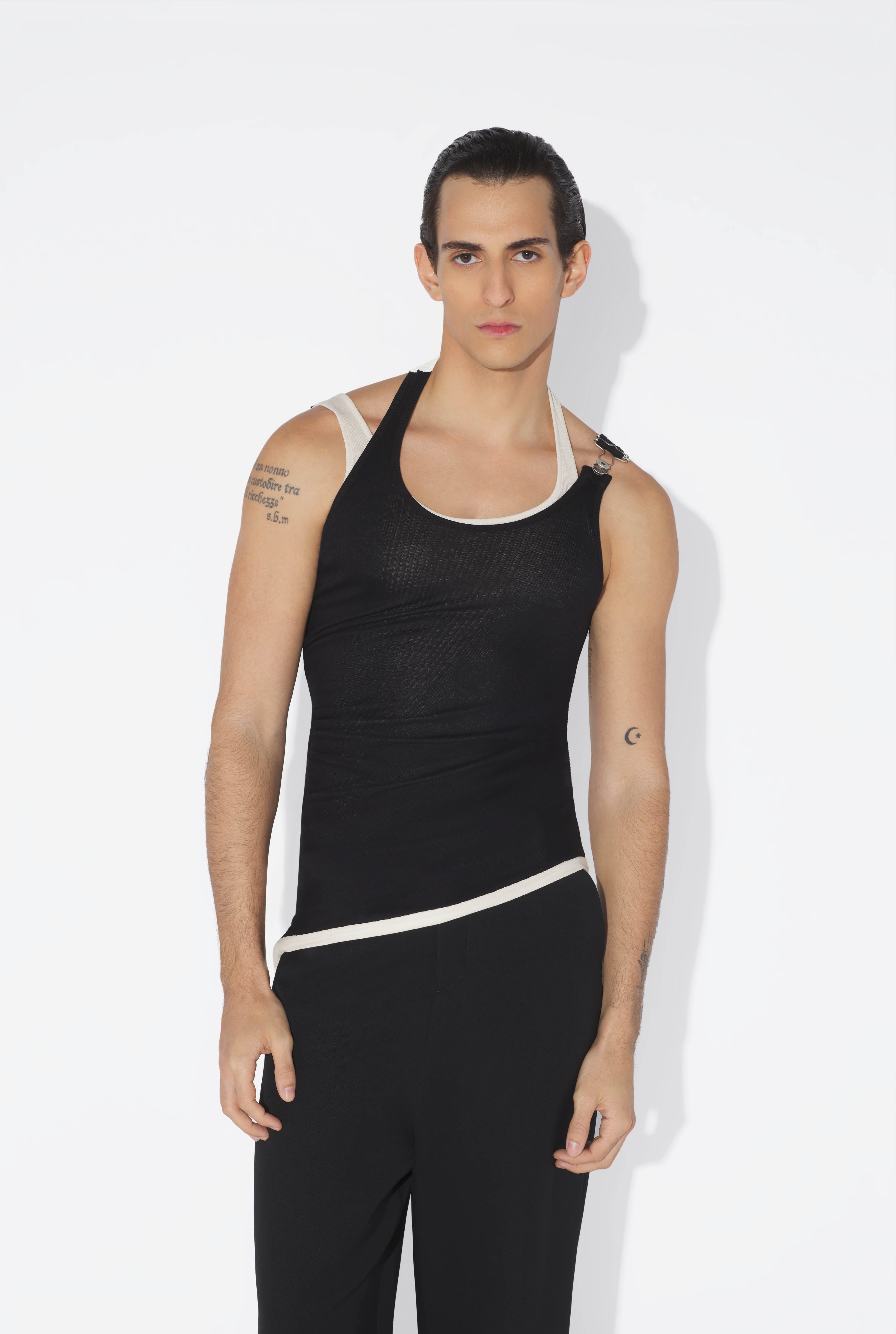 THE BLACK DRAPED DOUBLE TANK TOP - 6