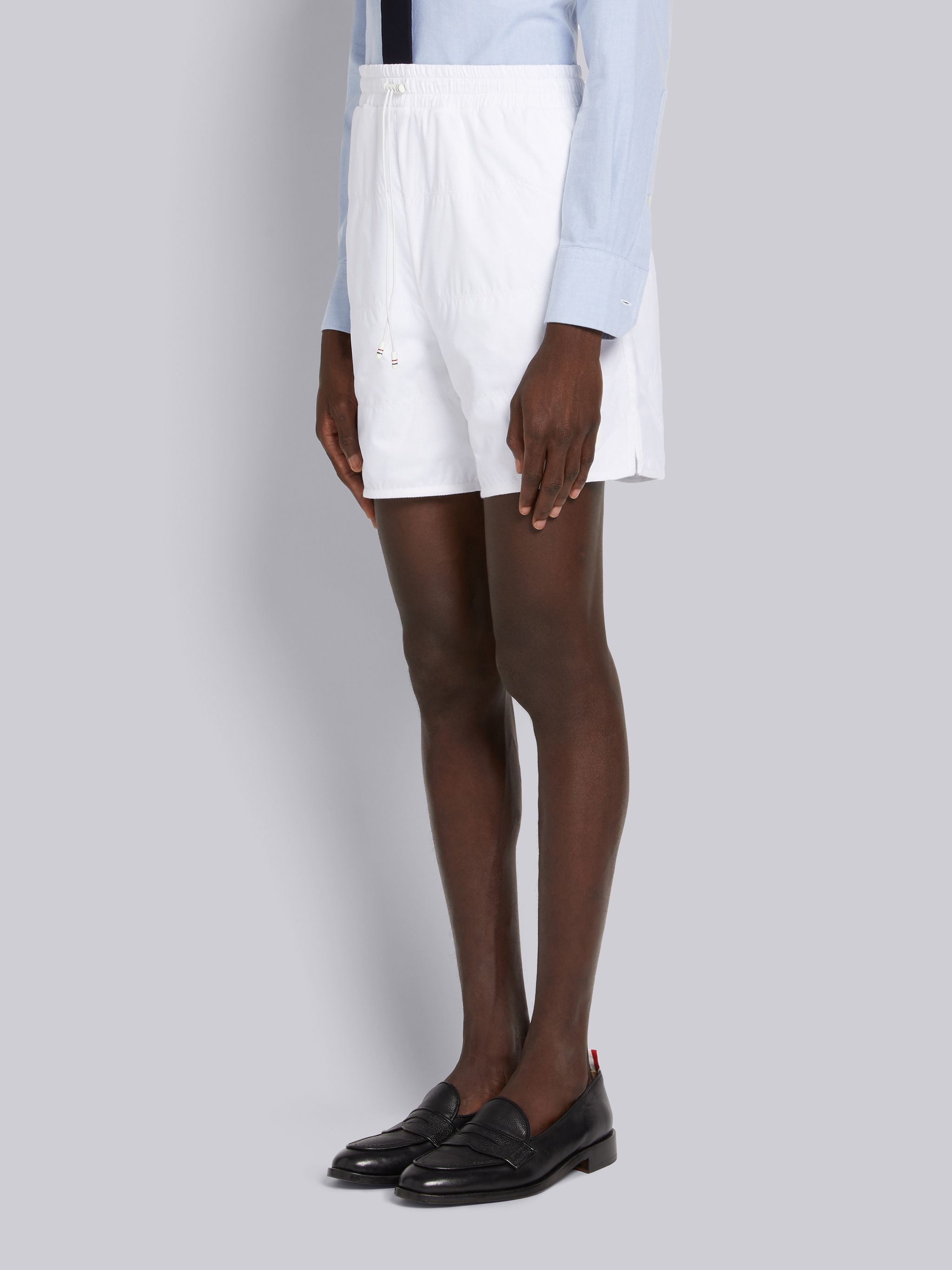 White Quilted Ripstop Jersey Lining Track Short - 2