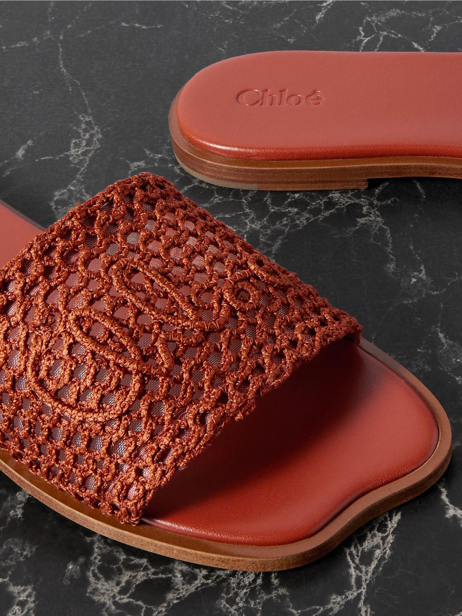 Flower crocheted slides Tan - 4