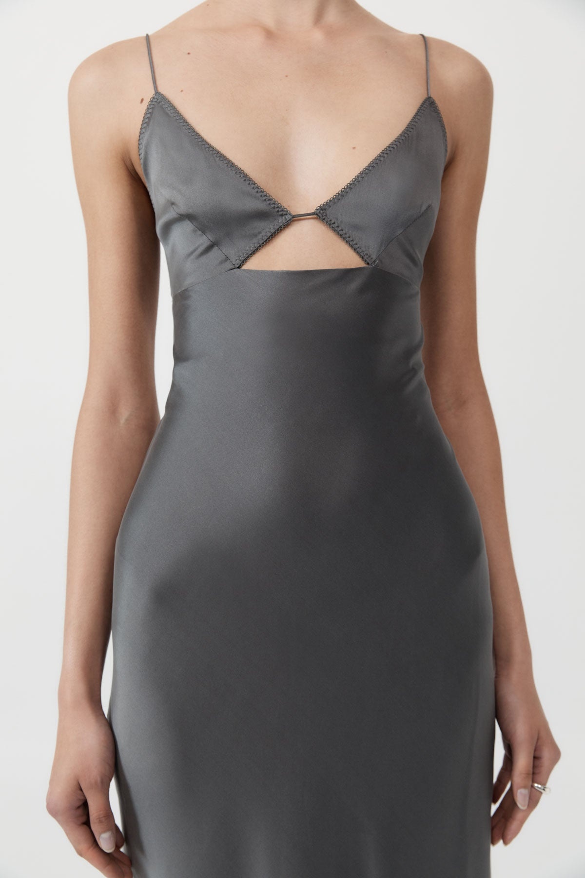 Soft Silk Bra Bias Slip - Pewter Grey - 3