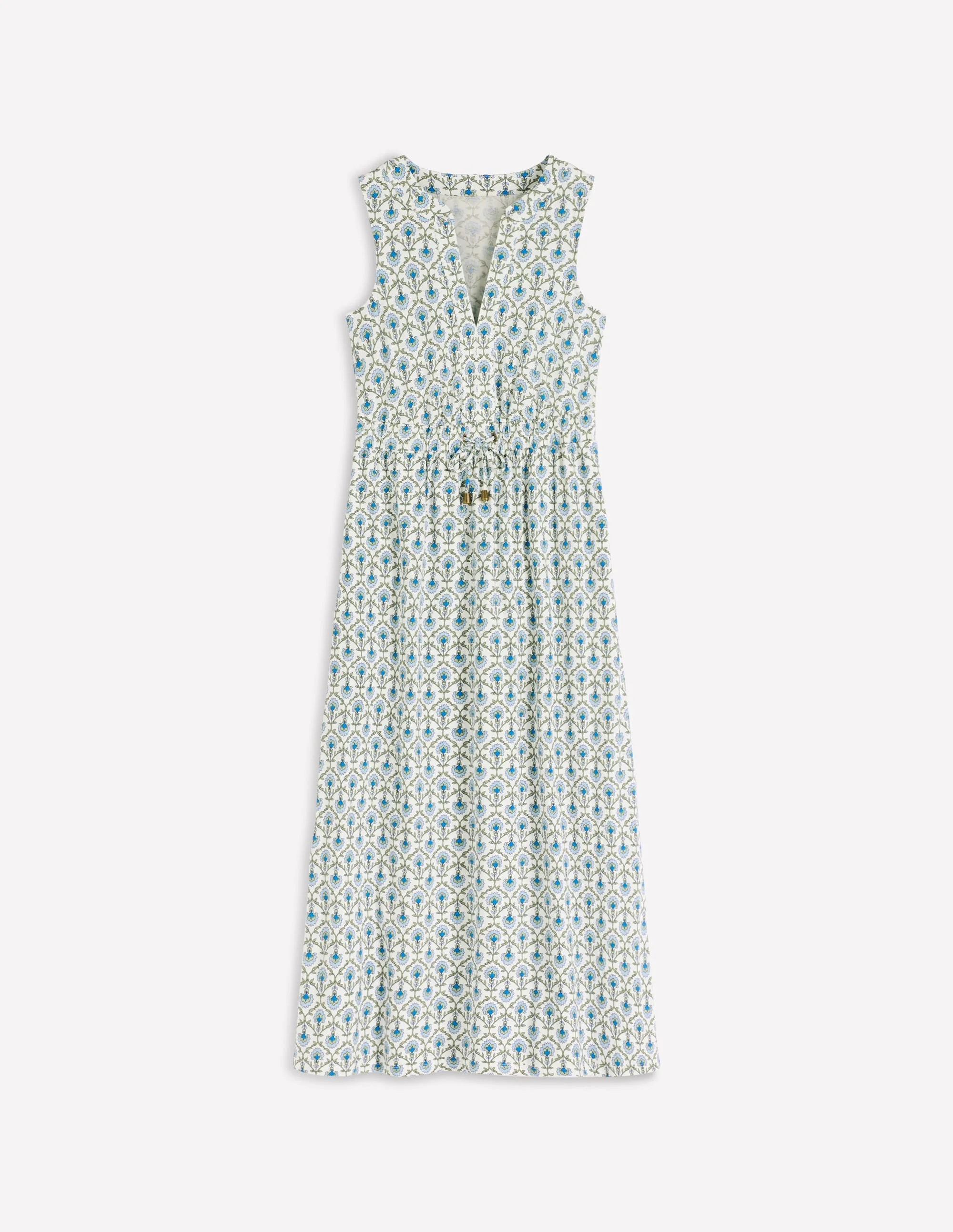 Delphine Midi Sleeveless Dress-Ivory, Flower Lattice - 1