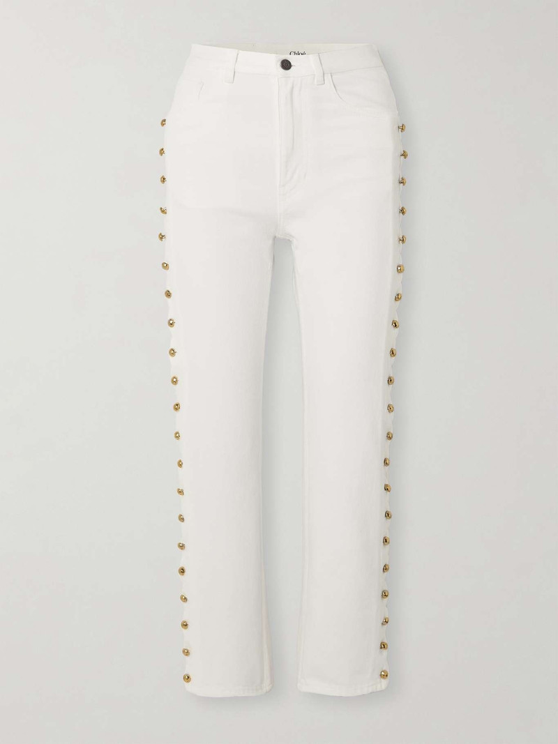 Cropped button-detailed high-rise straight-leg jeans - 1
