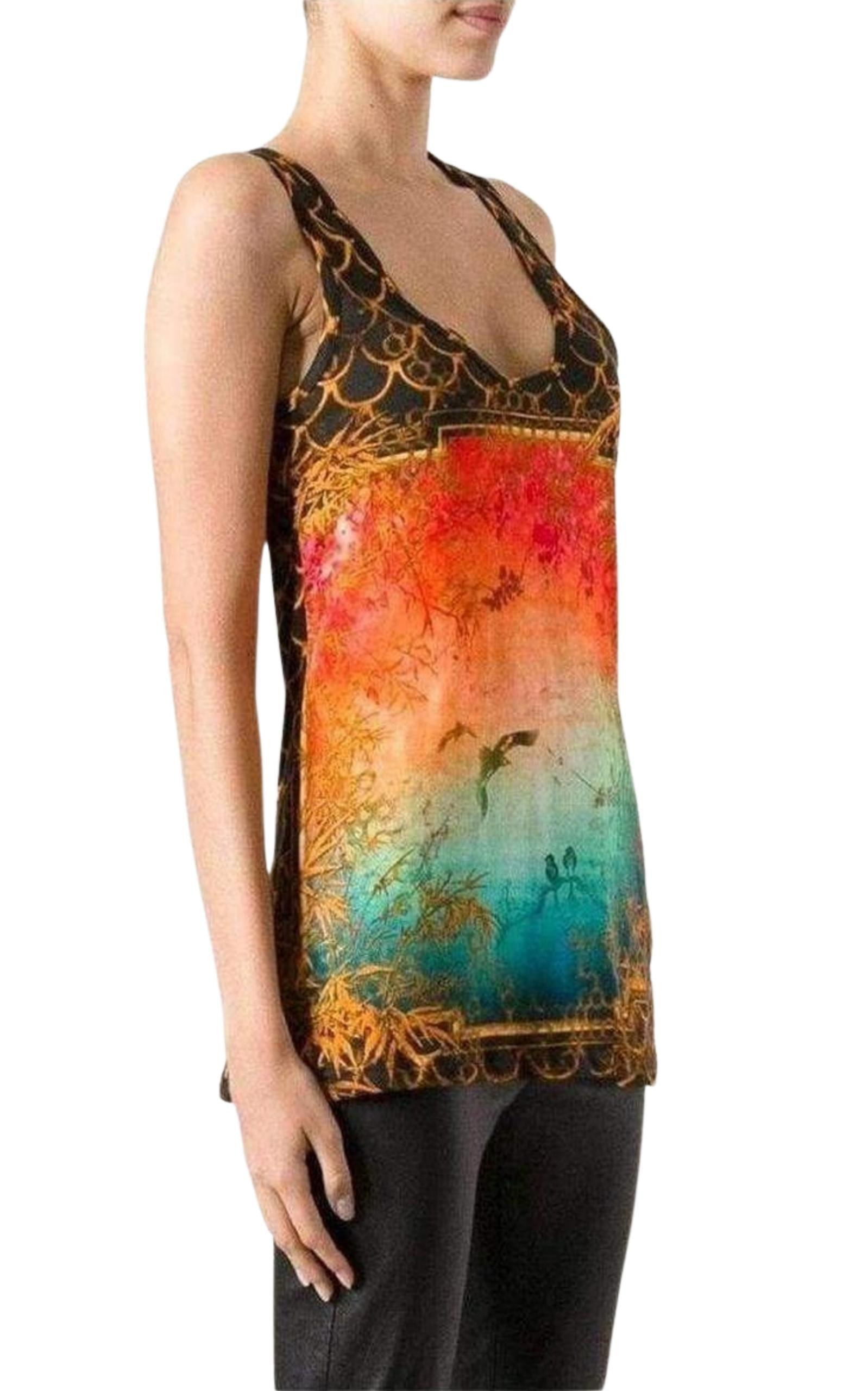 Cotton Oriental Print Tank Top - 4
