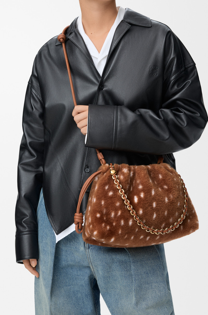 Medium Flamenco purse in printed shearling 4