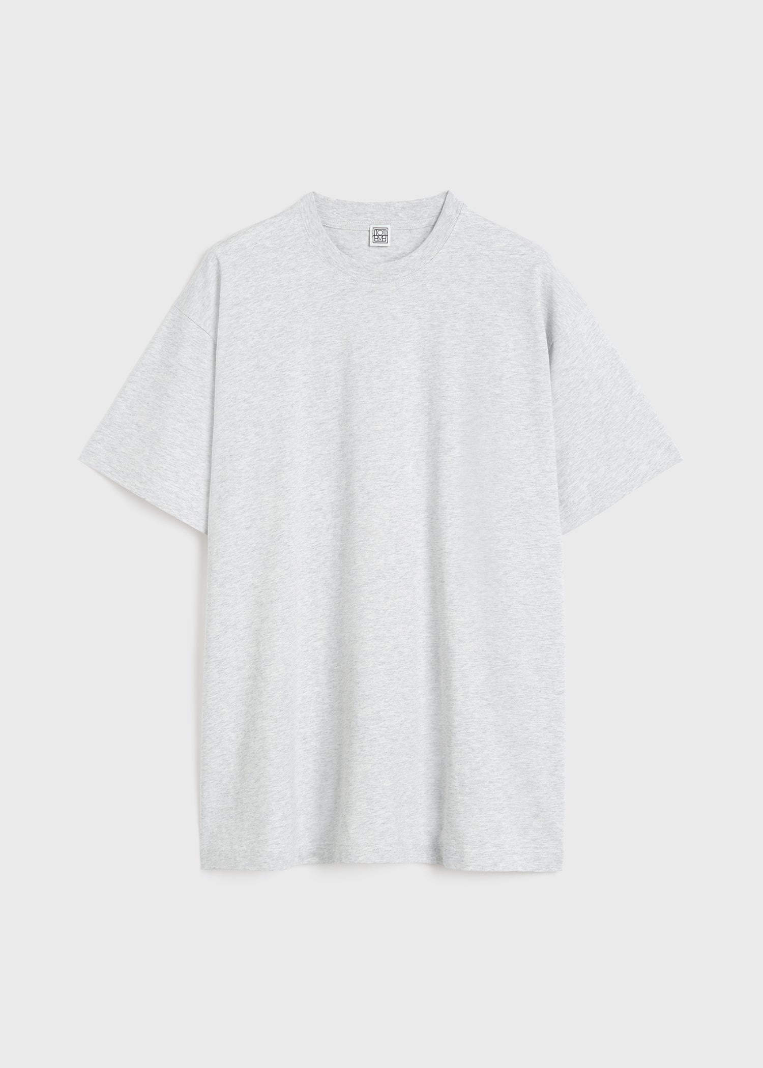 Straight cotton tee pale grey melange - 1