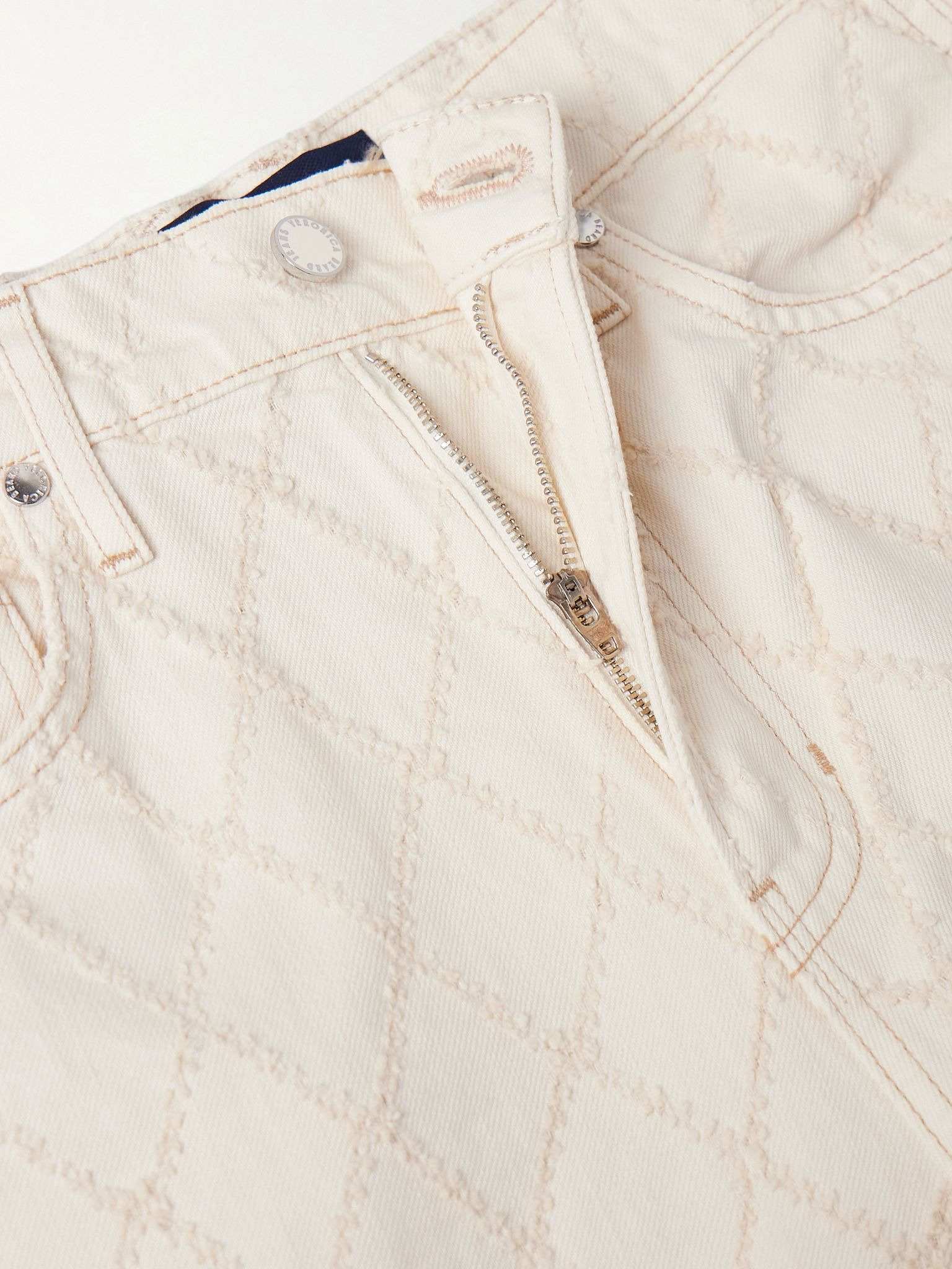 Taylor frayed fil coupé high-rise wide-leg jeans Ecru - 4