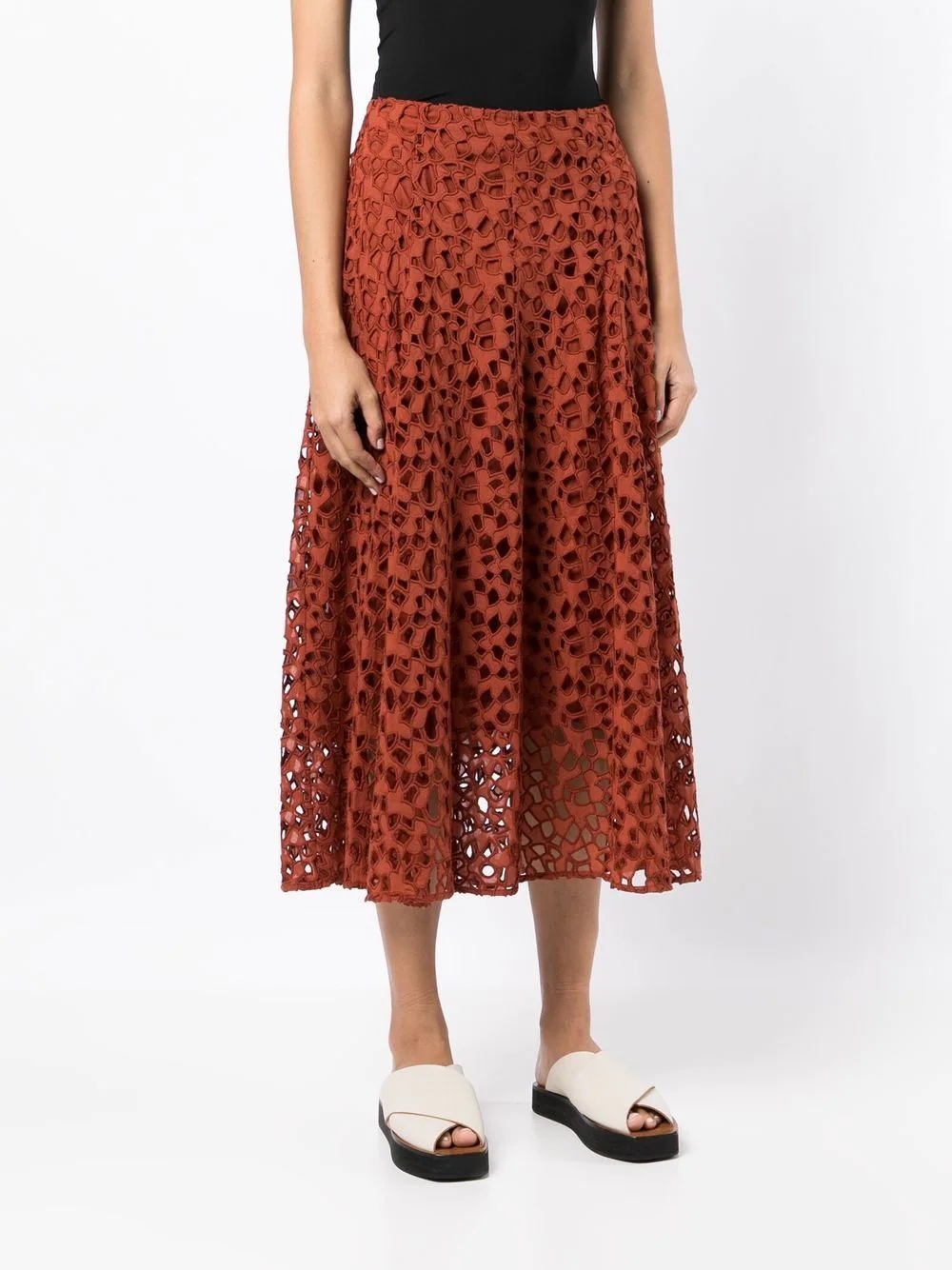 A-line lace-embroidered skirt - 3