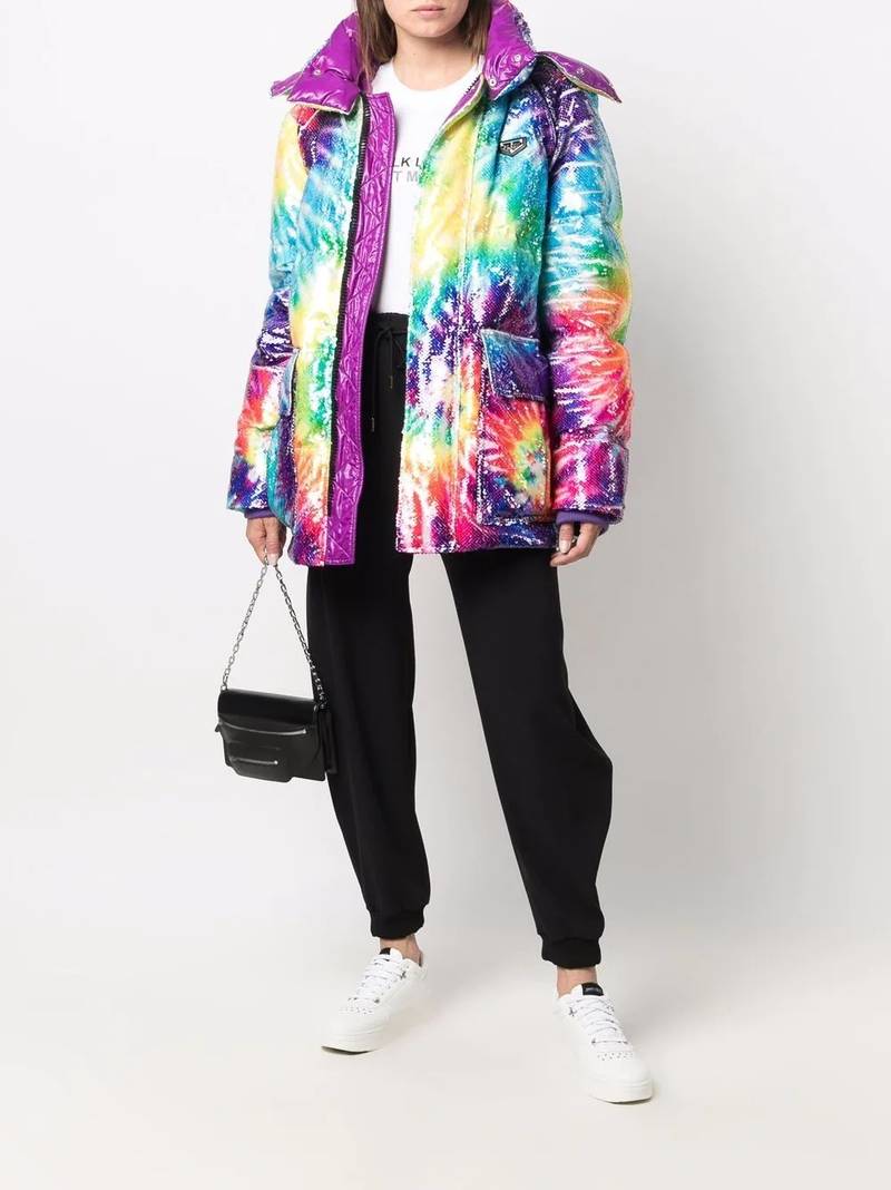 PHILIPP PLEIN tie-dye print padded coat outlook