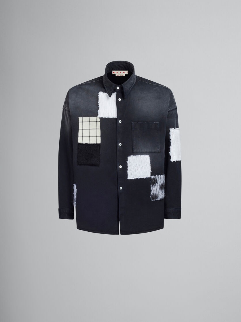 BLACK BULL DENIM SHIRT WITH PATTERNED PATCHES - 1