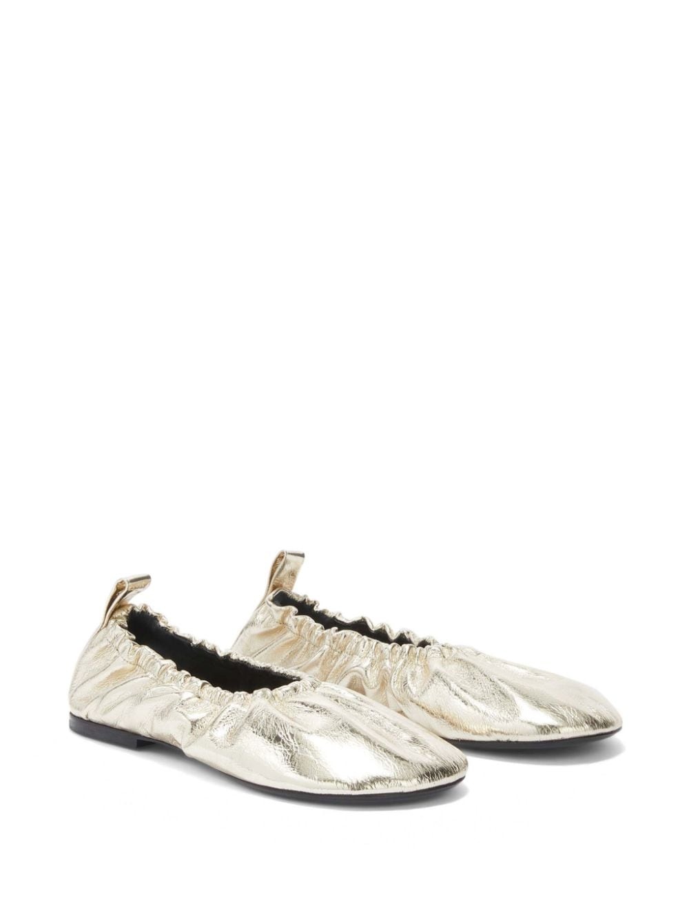 gathered-detail leather ballerina shoes - 2
