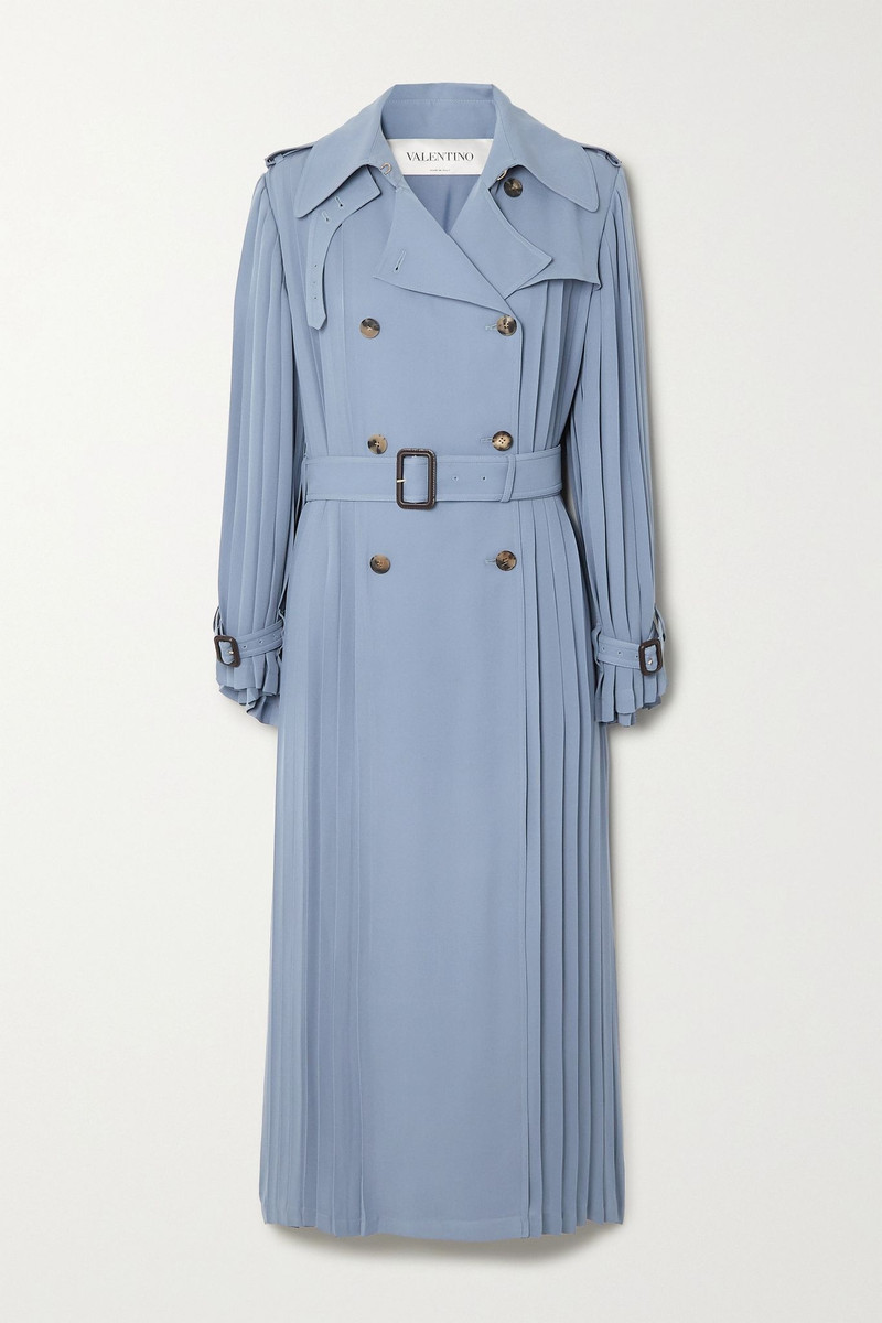 Pleated silk-crepe trench coat 1